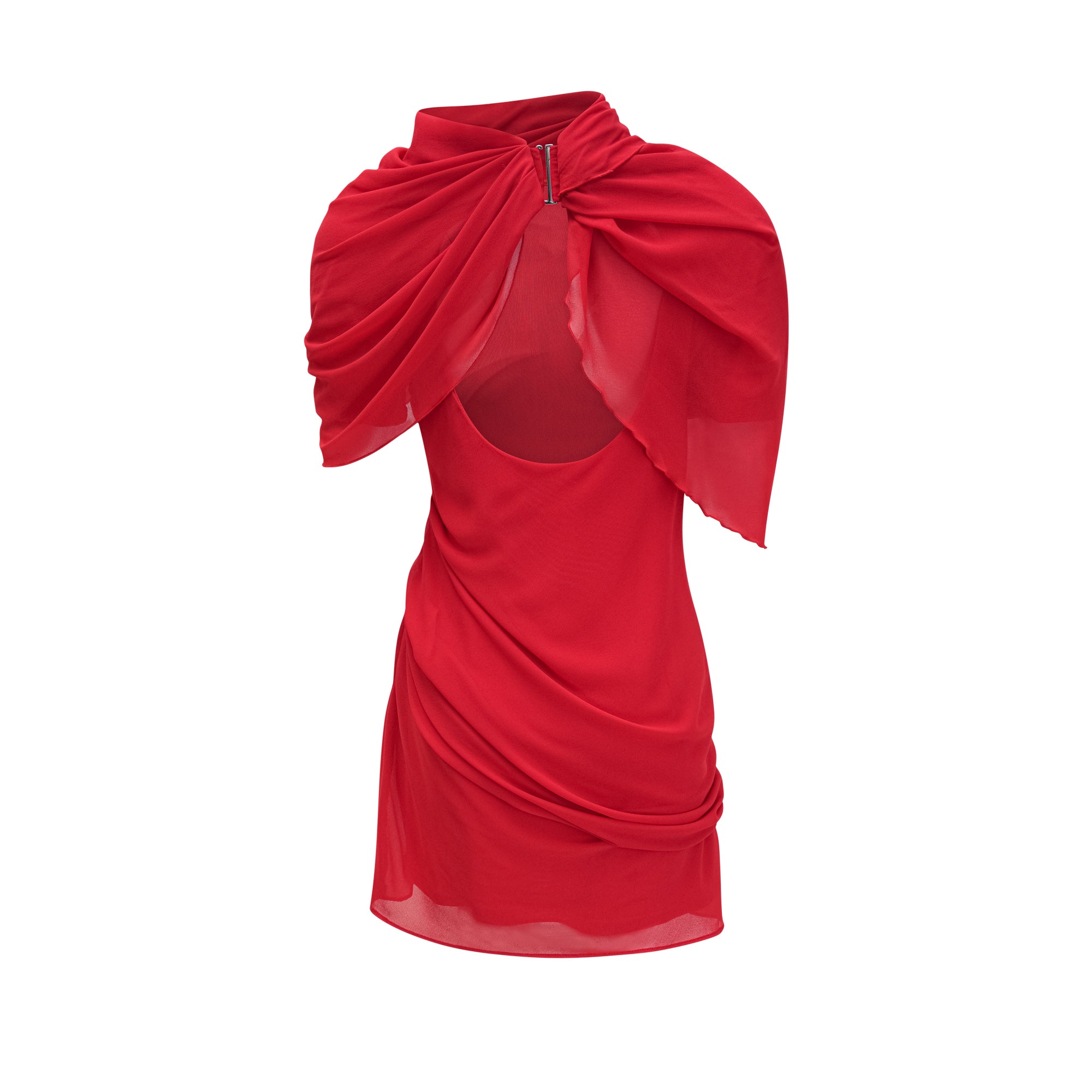 Clarabelle red draped mini dress