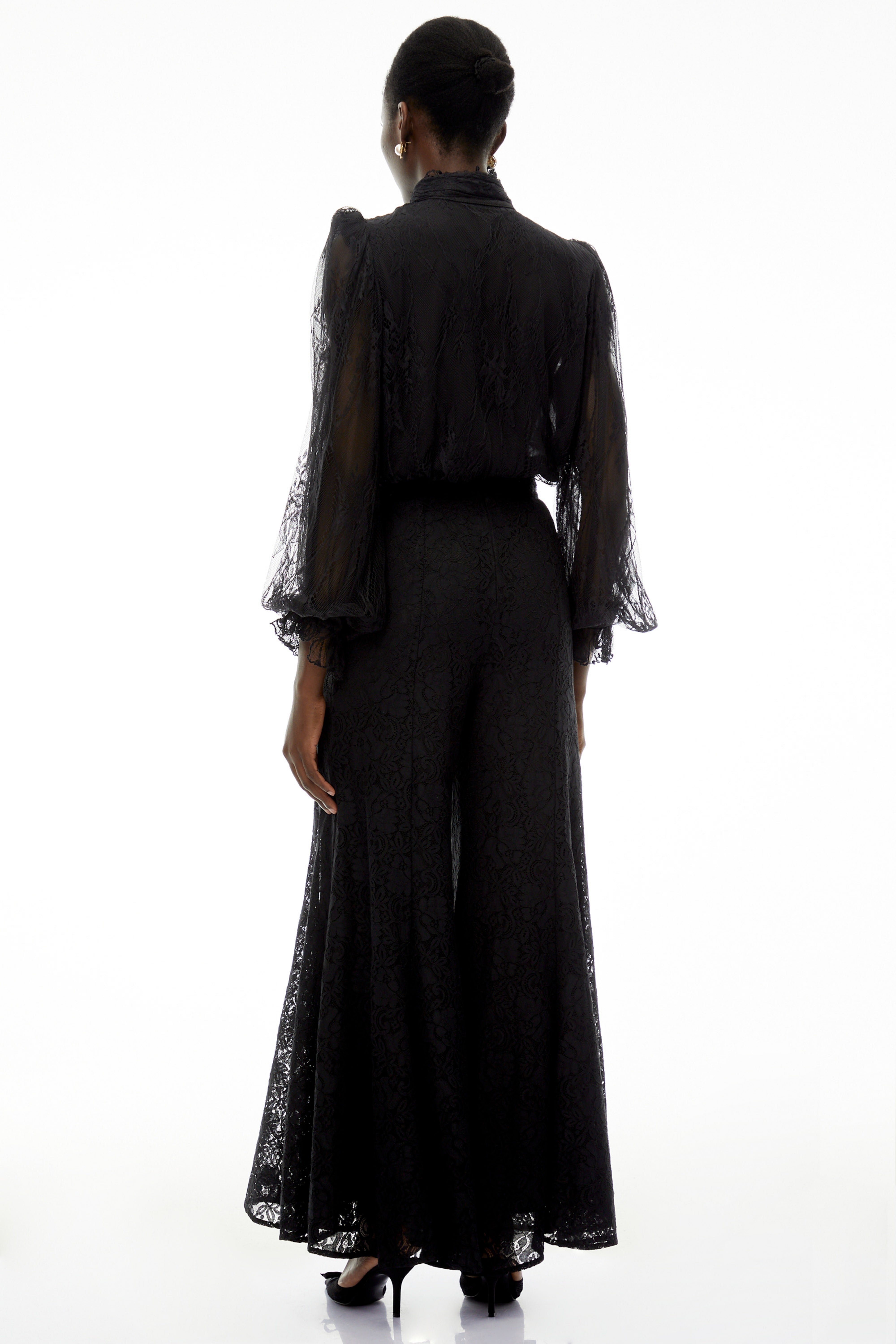 Sabrina Black Puff Sleeve Lace Blouse (Final Sale)
