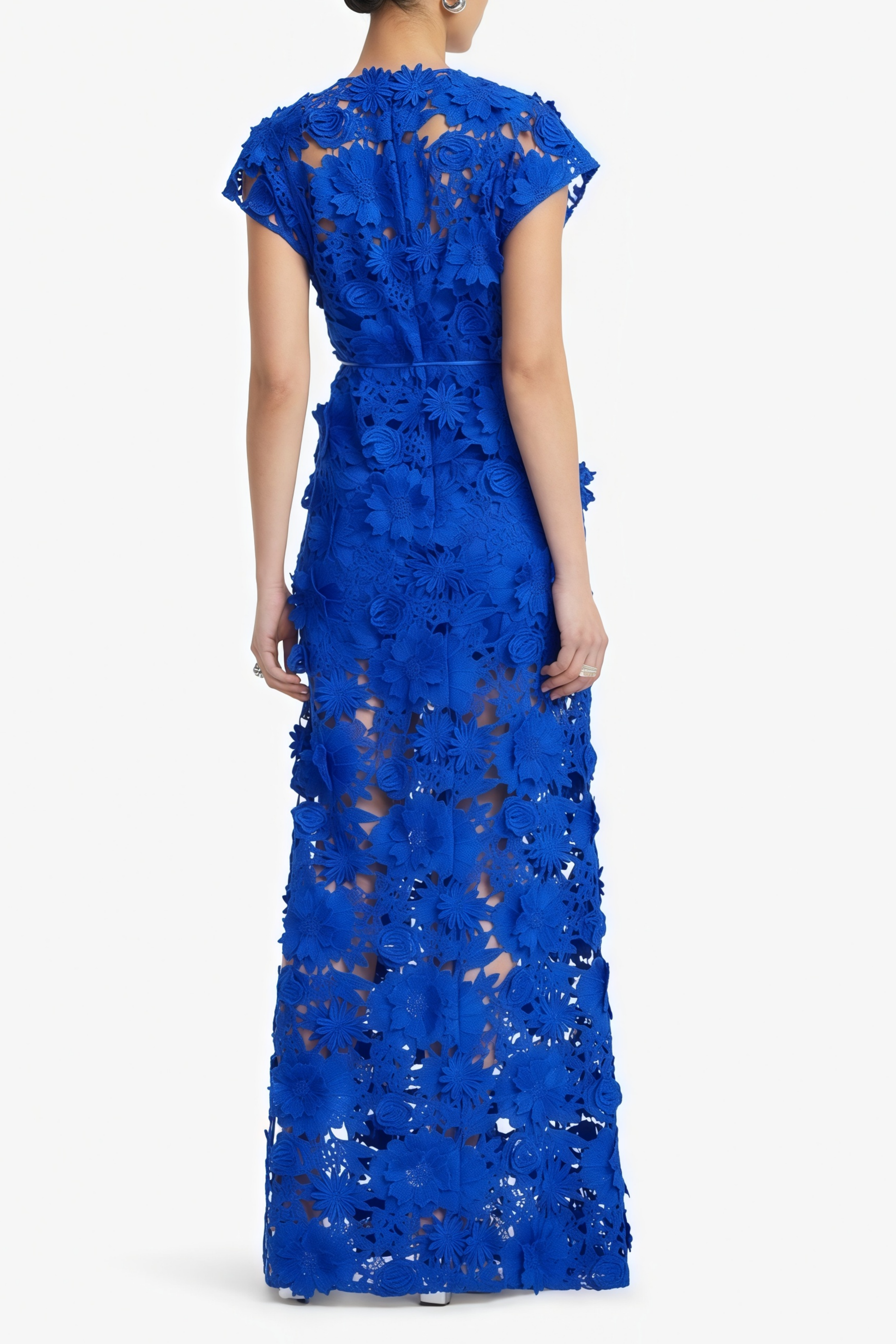 فستان ماكسي من جوشيبيد بلون أزرق مزين بزخارف زهرية مع فتحات