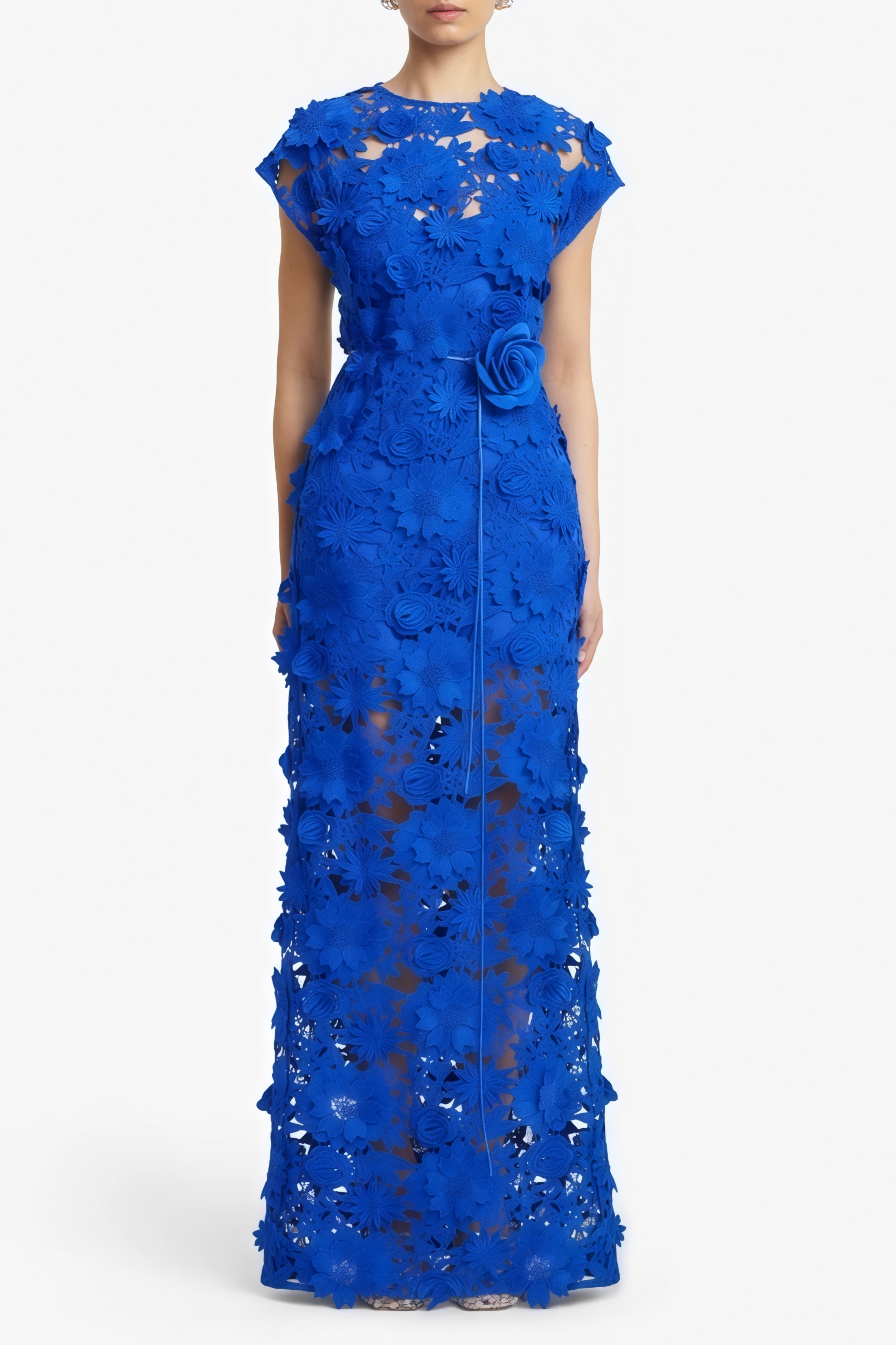 فستان ماكسي من جوشيبيد بلون أزرق مزين بزخارف زهرية مع فتحات