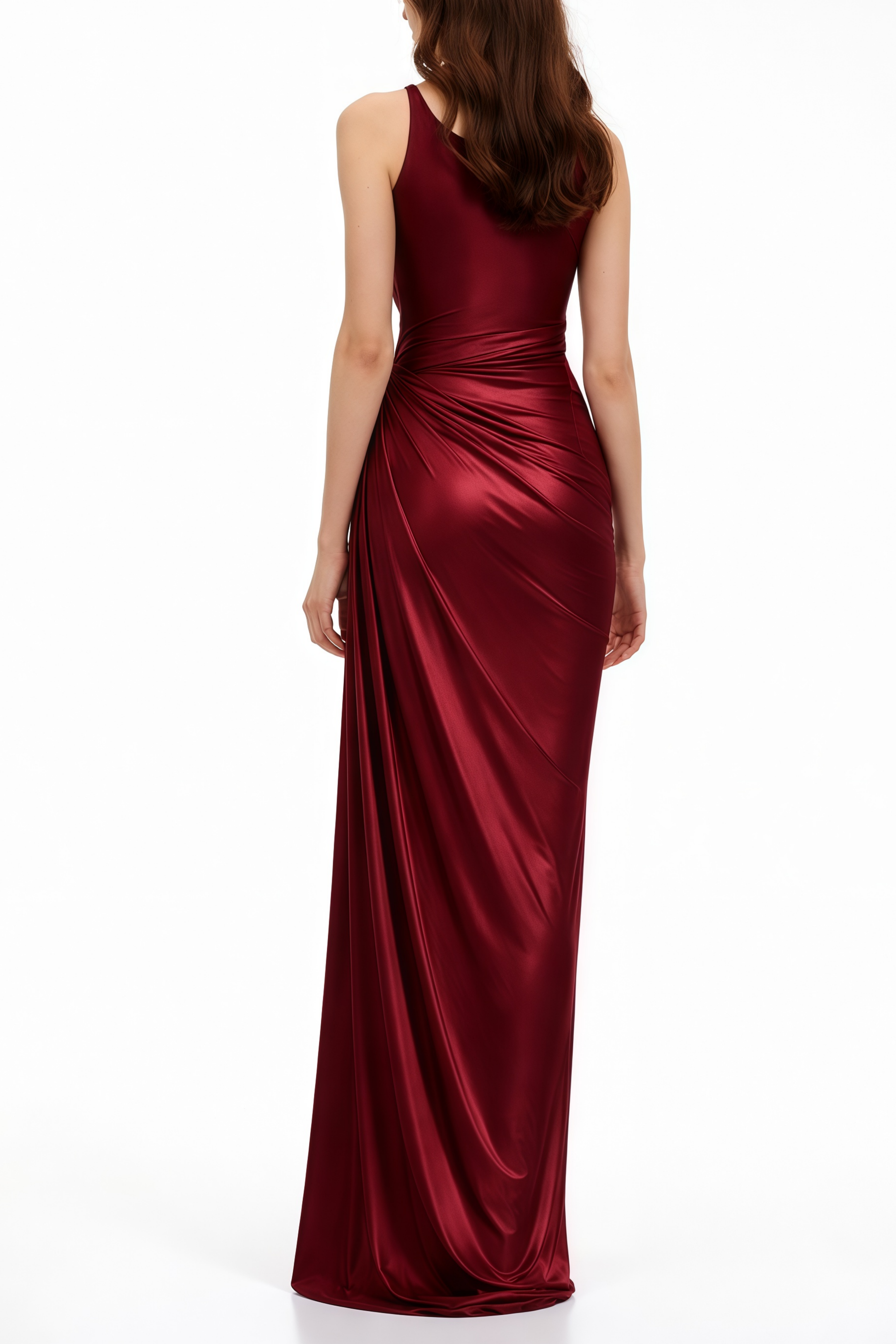 Robe longue à col roulé Samuri, couleur bordeaux