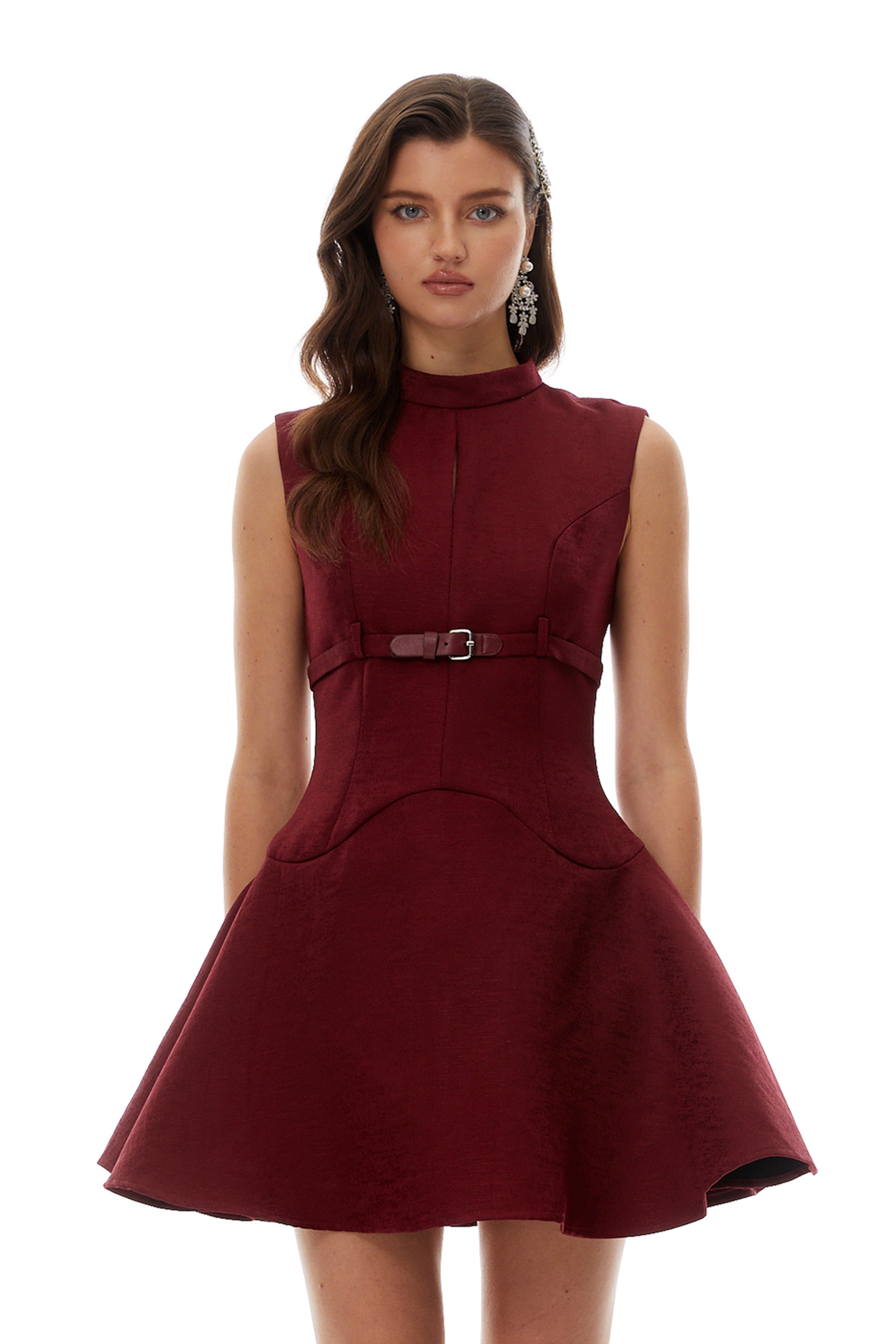 Sara Red Belted Mini Dress