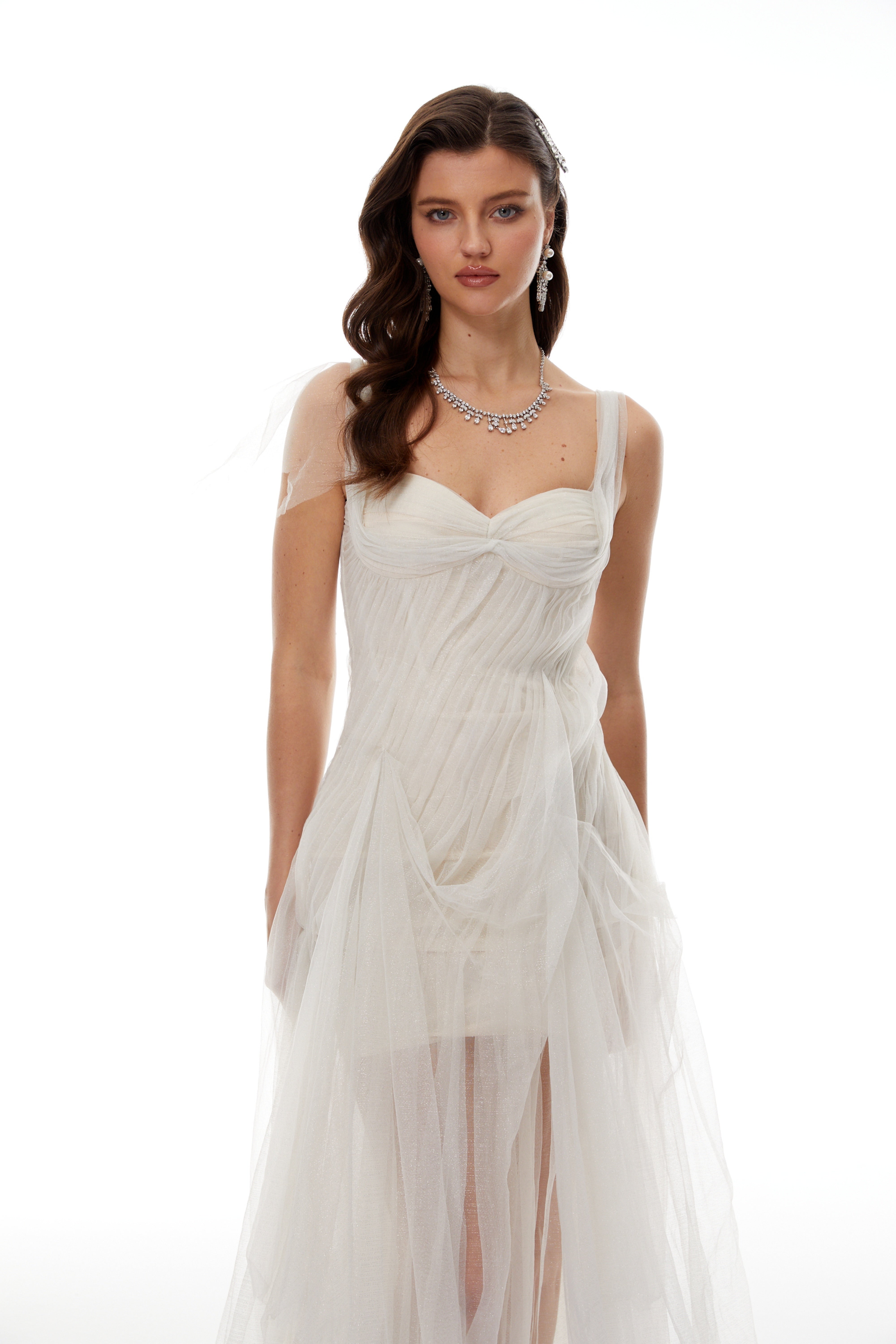 Scarlett White Tulle Corset Maxi Dress