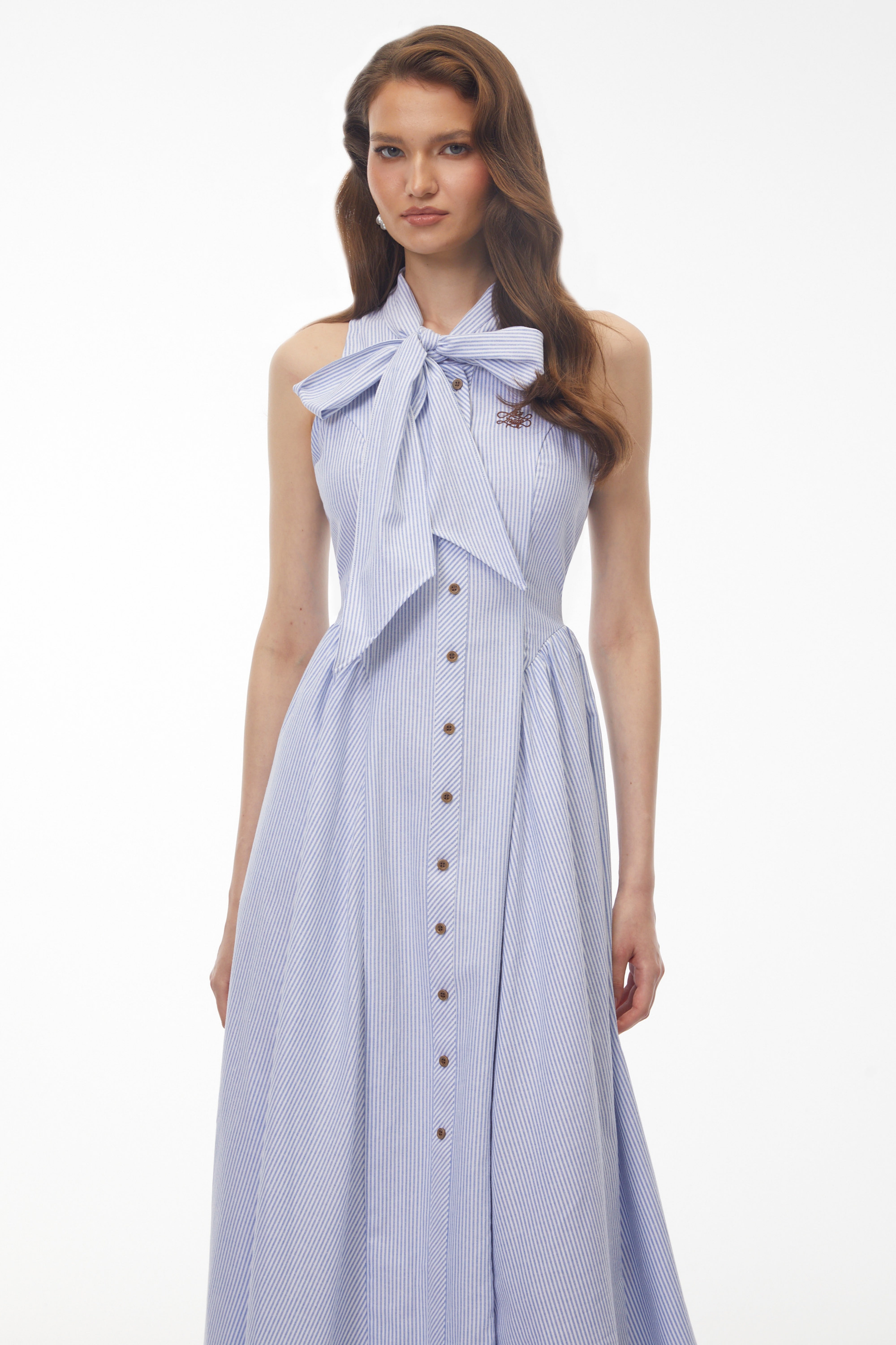 Scylla Blue Striped Midi Dress