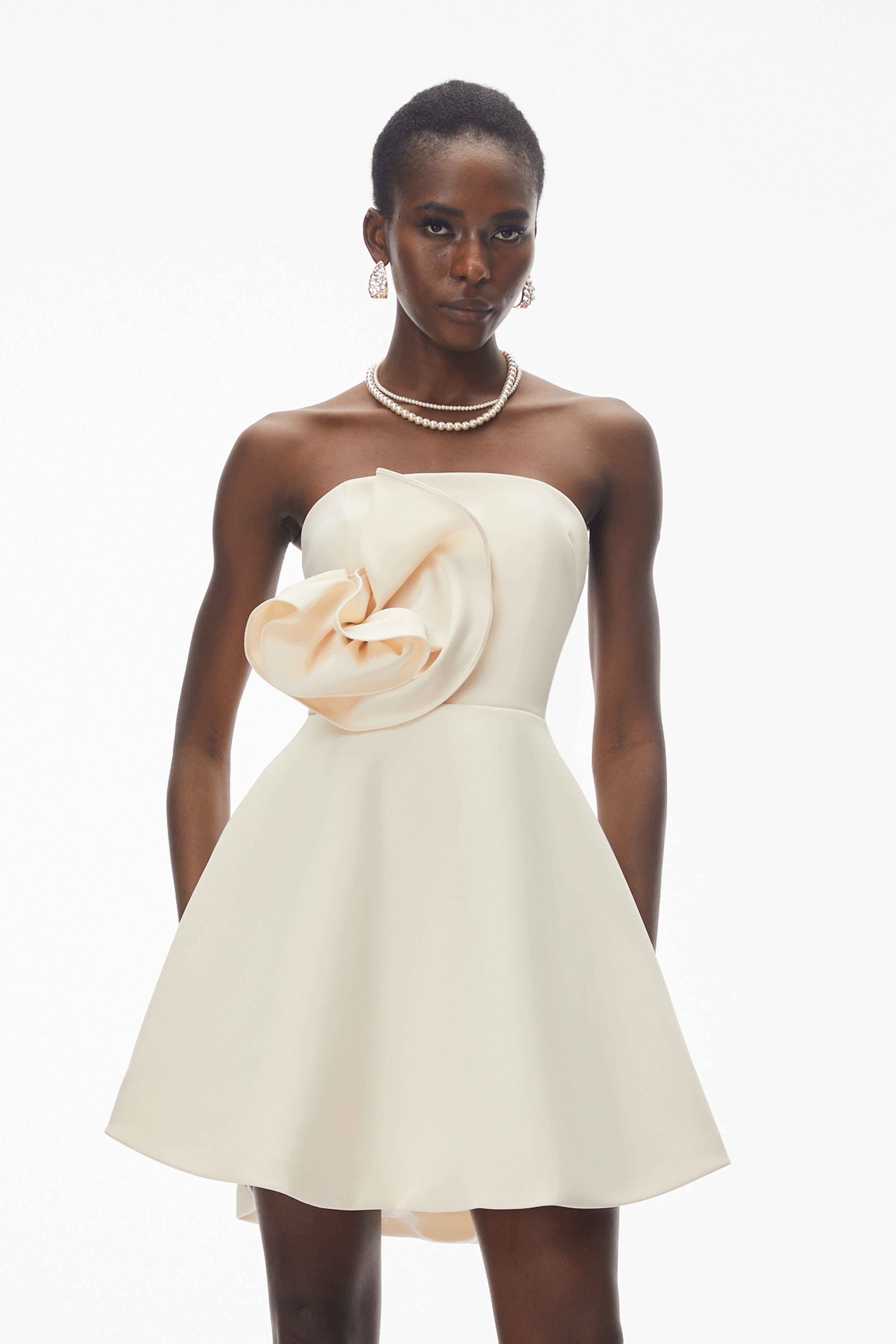 Sienna Ivory Mini Dress with 3D Floral