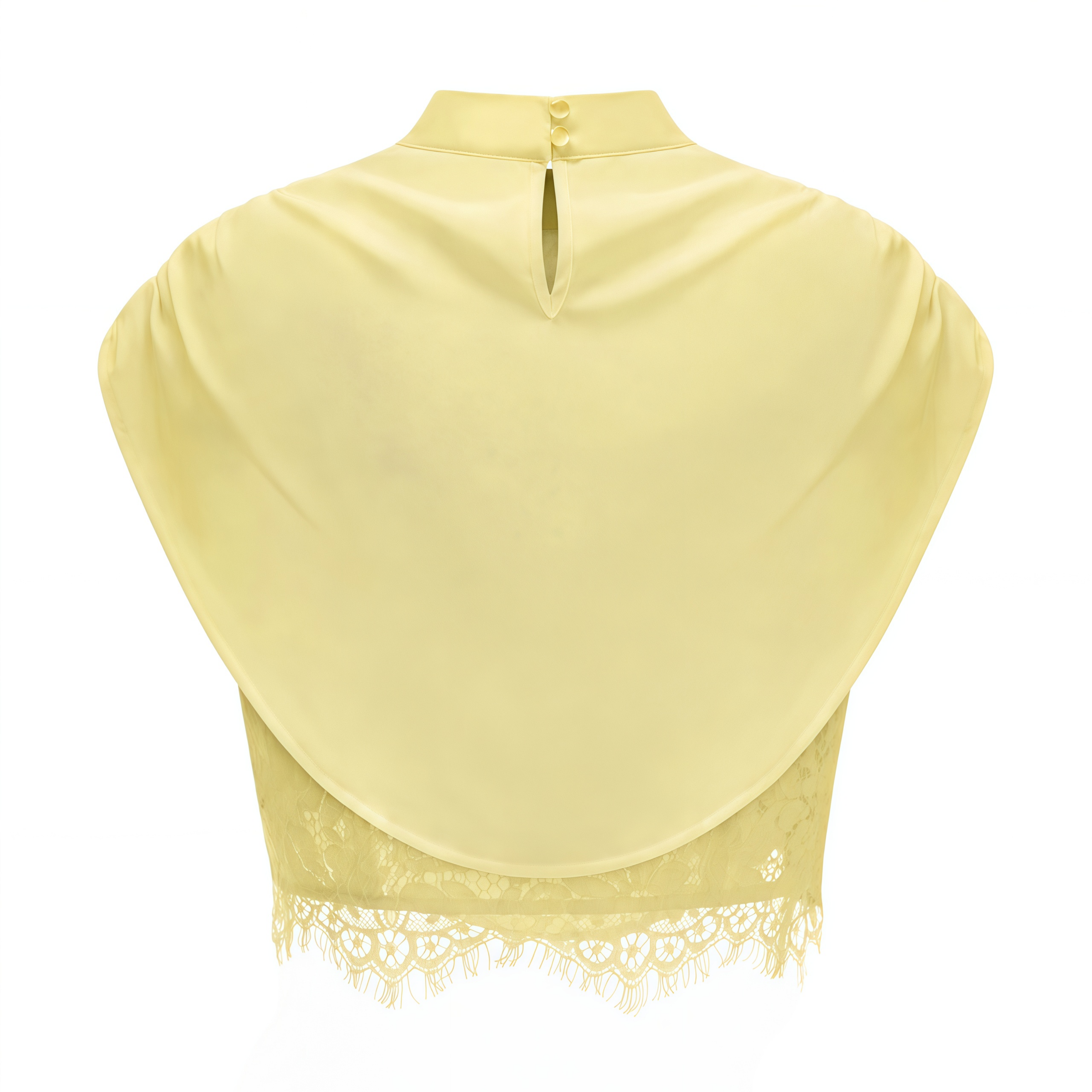 Siosi Yellow Ruched Top & Skirt Set with Lace Trim