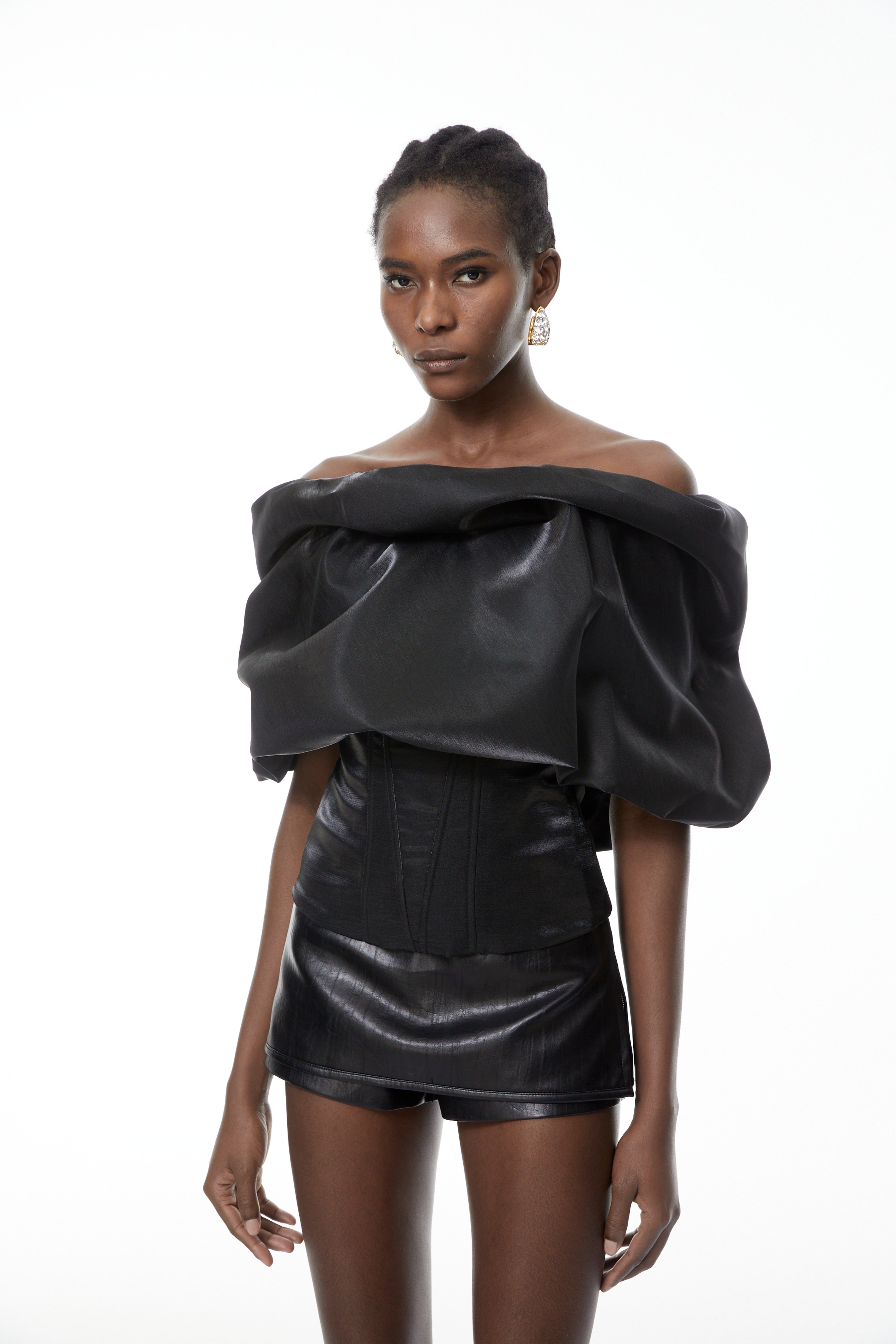 Ondina Black Off Shoulder Bubble Top