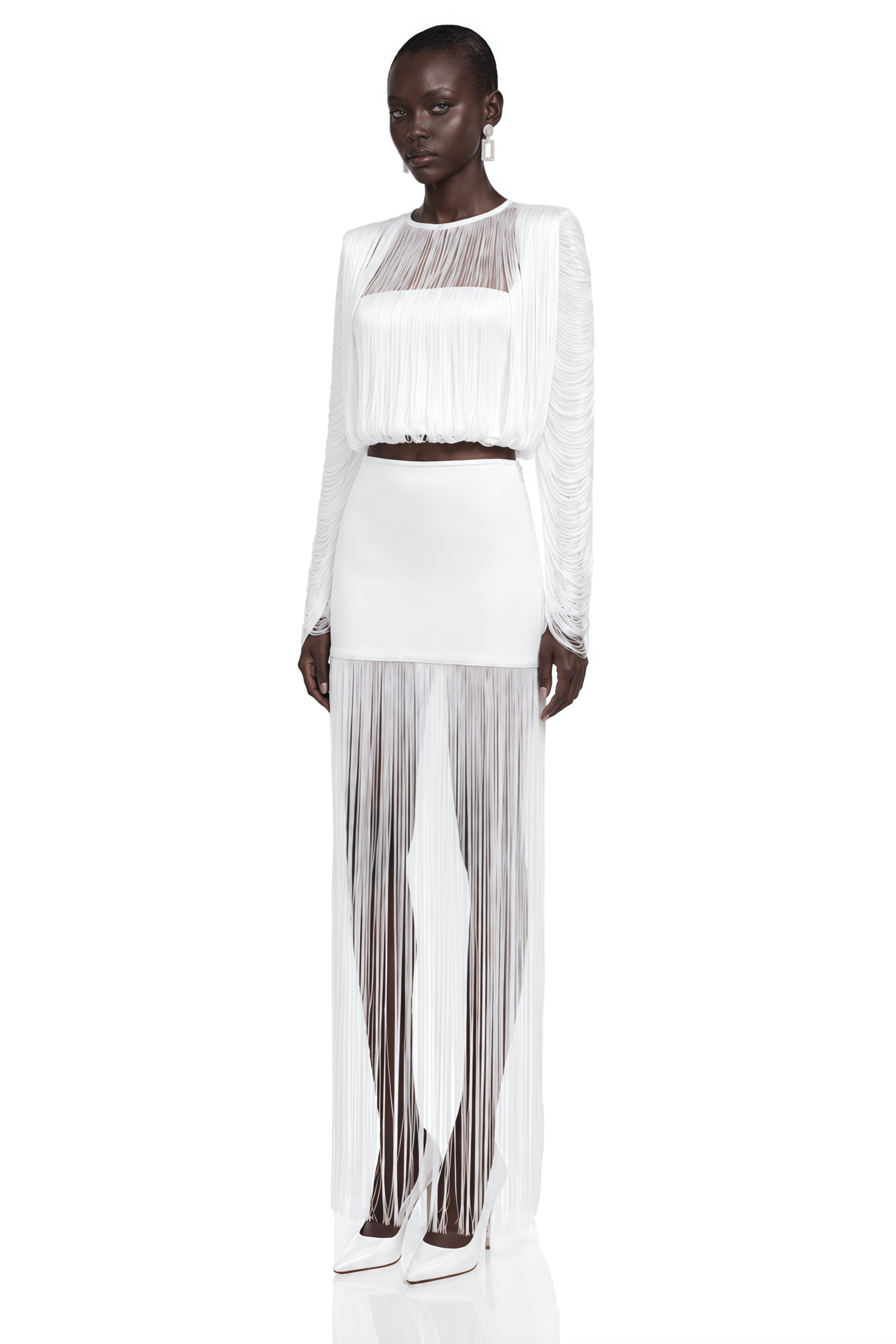 Stella White Fringe Crop Top