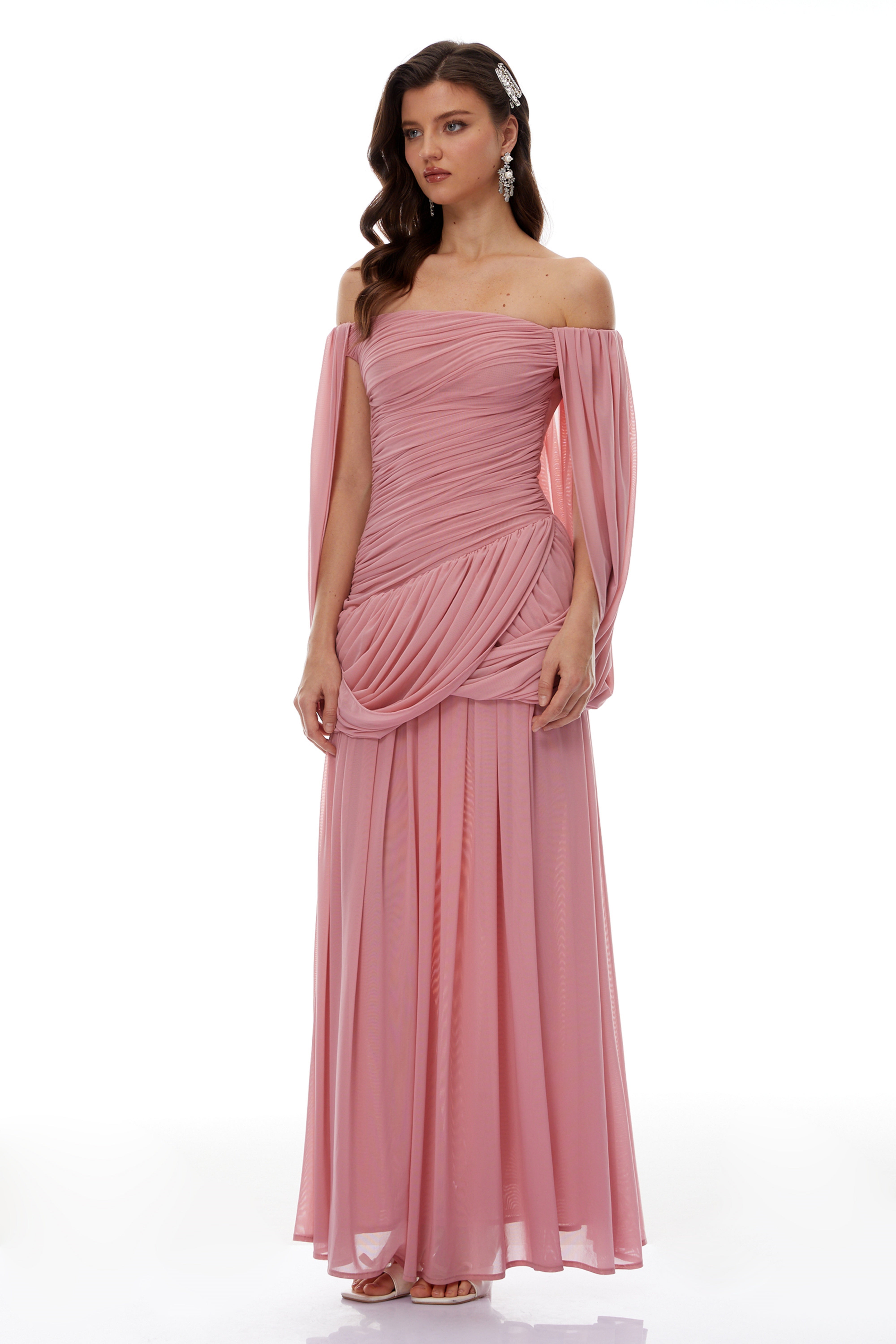 Suné Pink Cross Front Ruched Maxi Dress