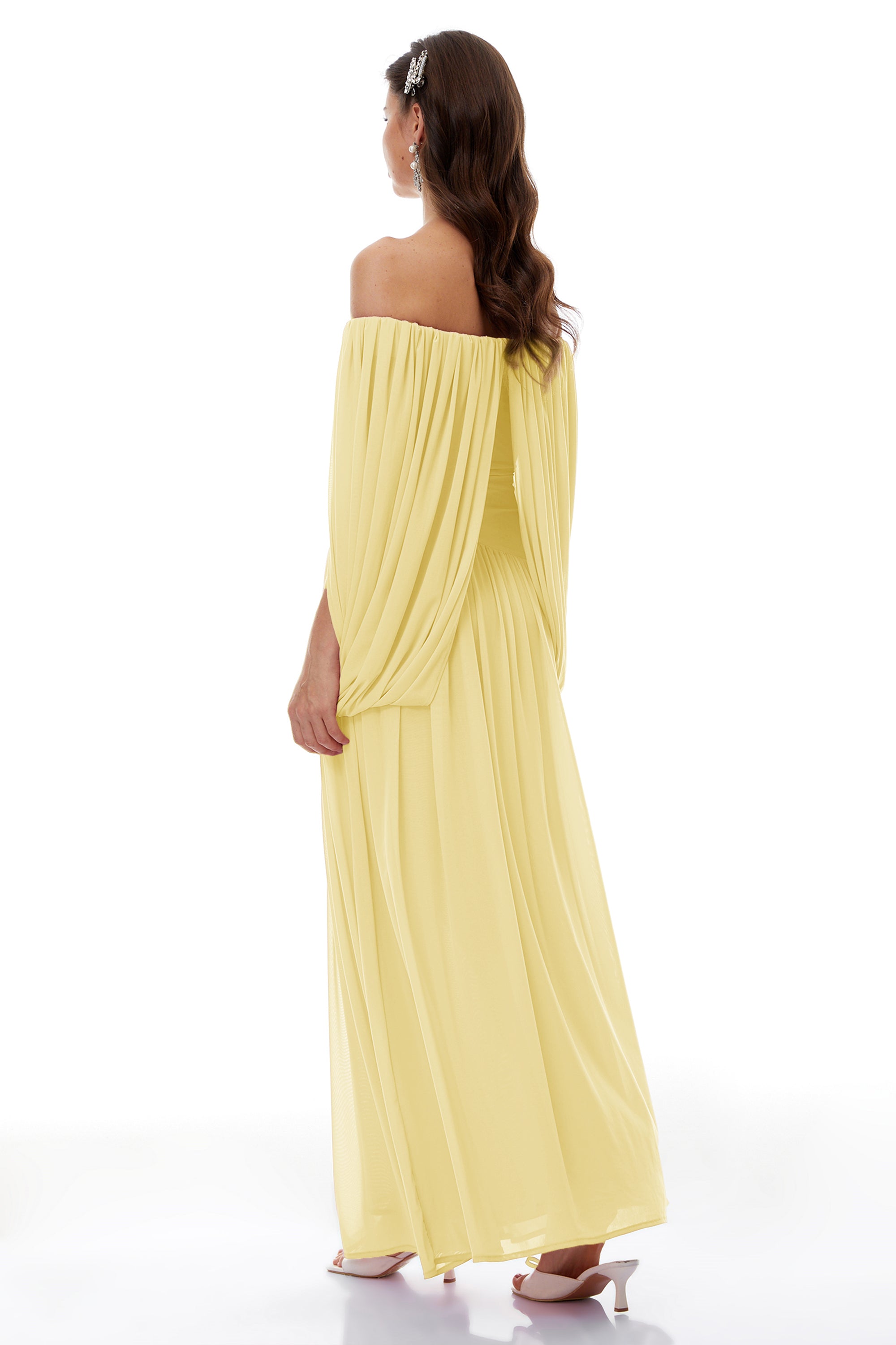 Suné Yellow Cross Front Ruched Maxi Dress