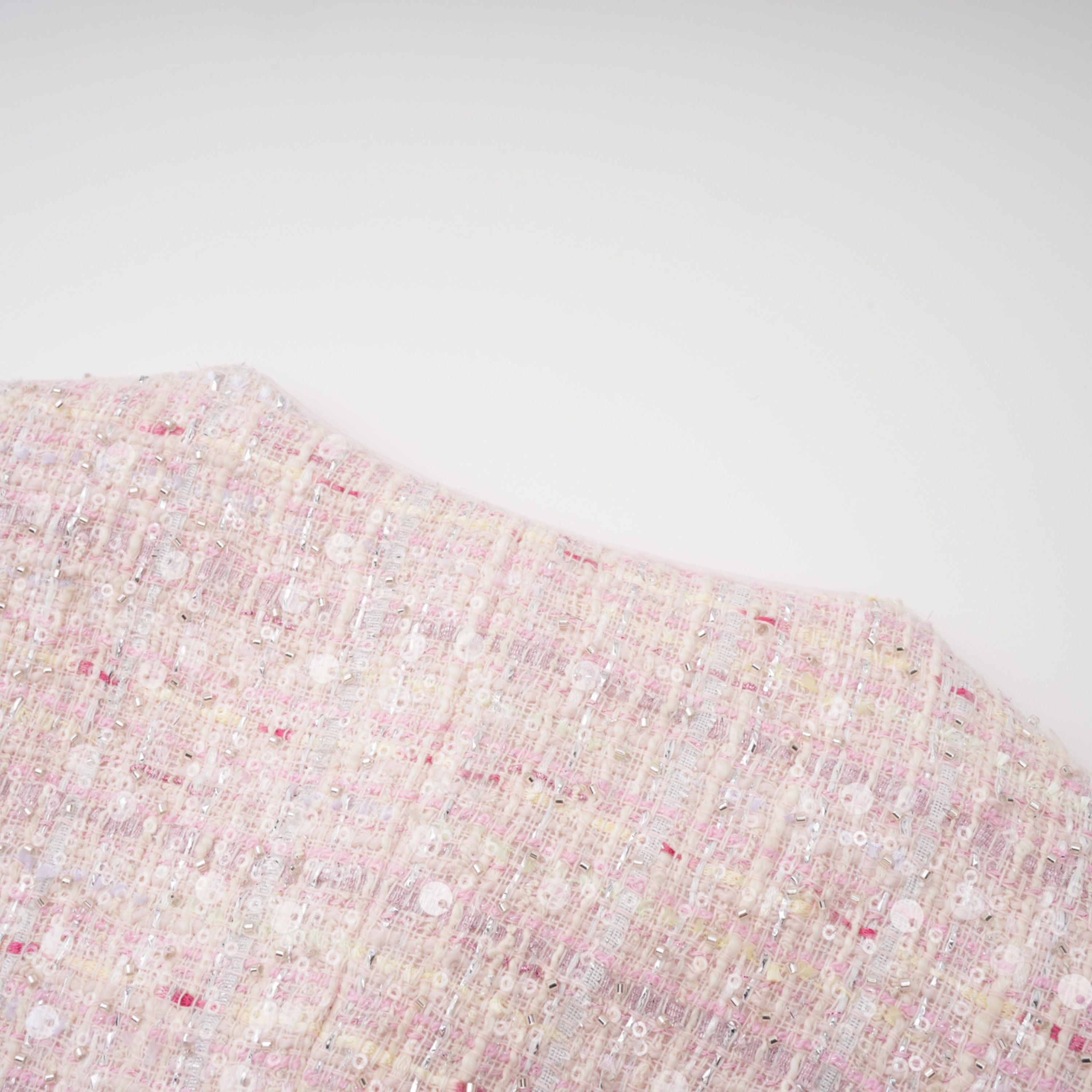 Tahmineh Pink Tweed Pleated Midi Dress