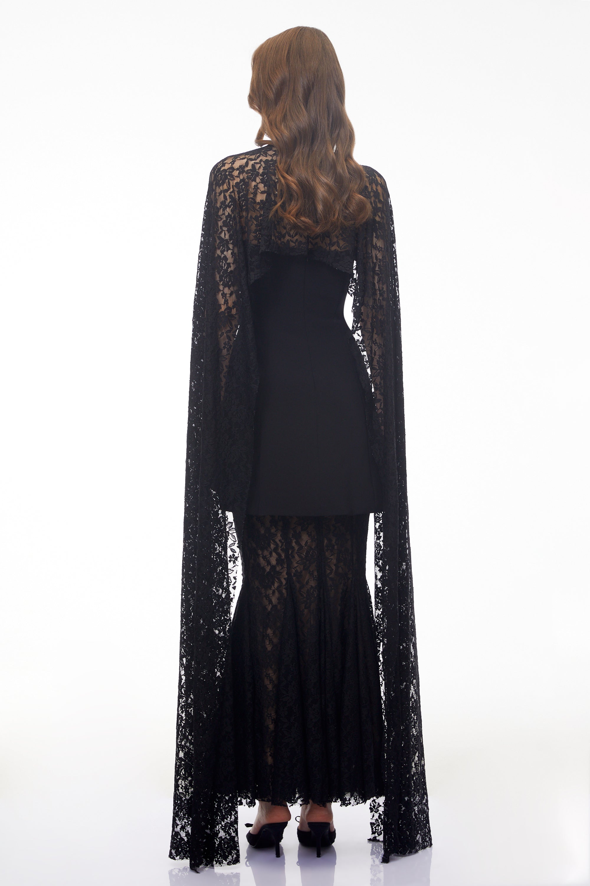 Taisiya Black Bow Mini Dress & Lace Skirt Set