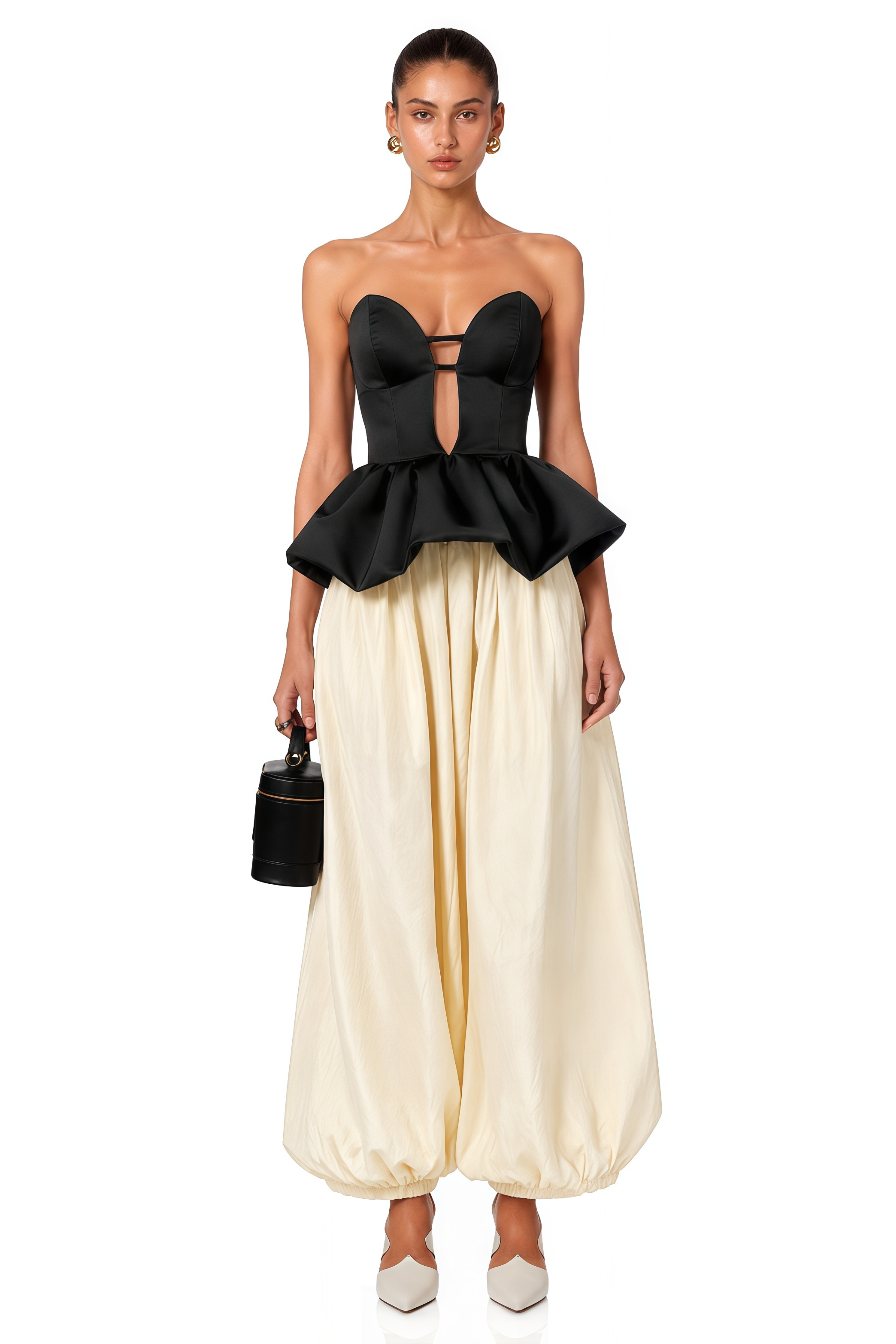 Tallulah Black Peplum Hem Top & Balloon Trousers Set