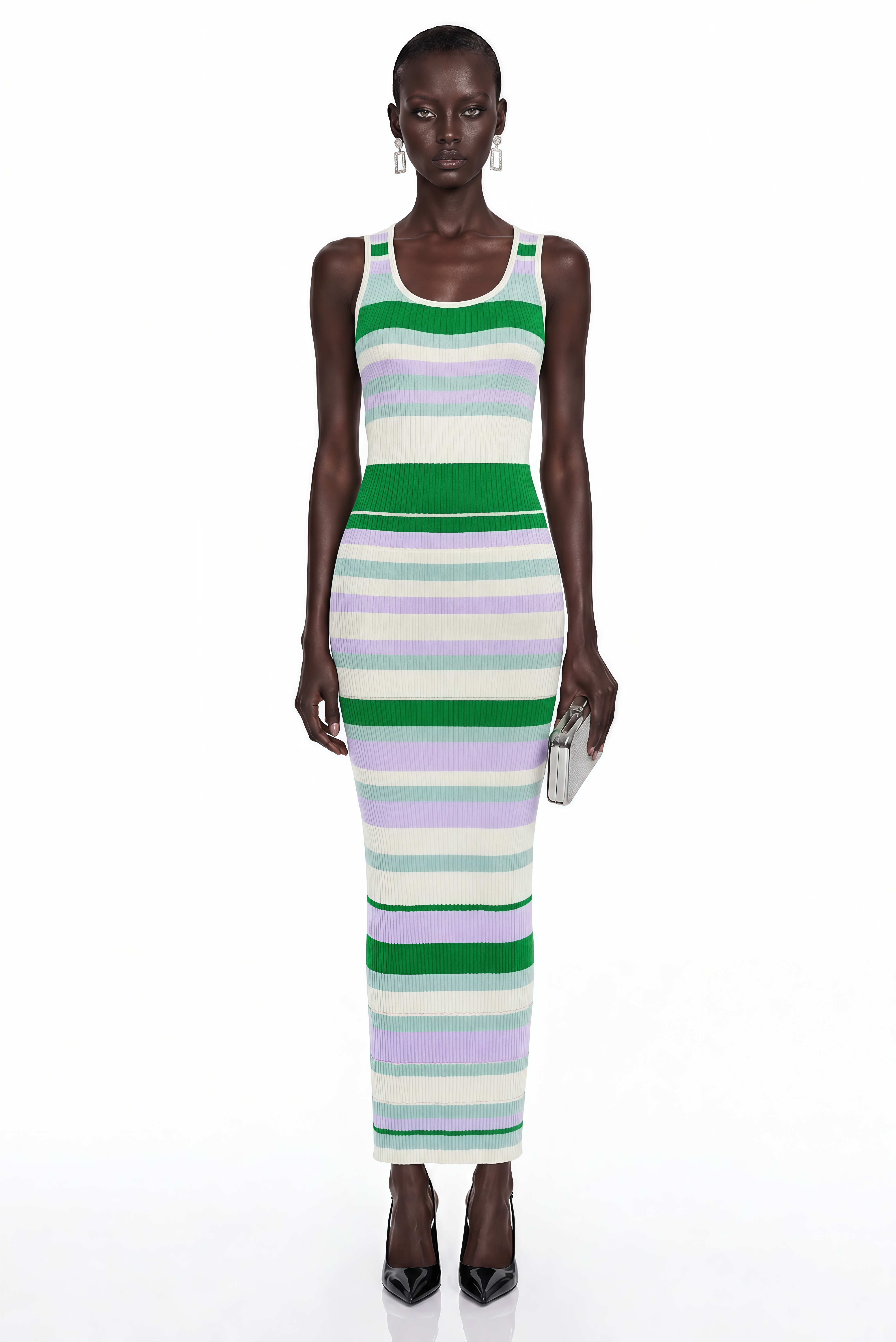 Robe longue à rayures horizontales et col rond Tanya Green