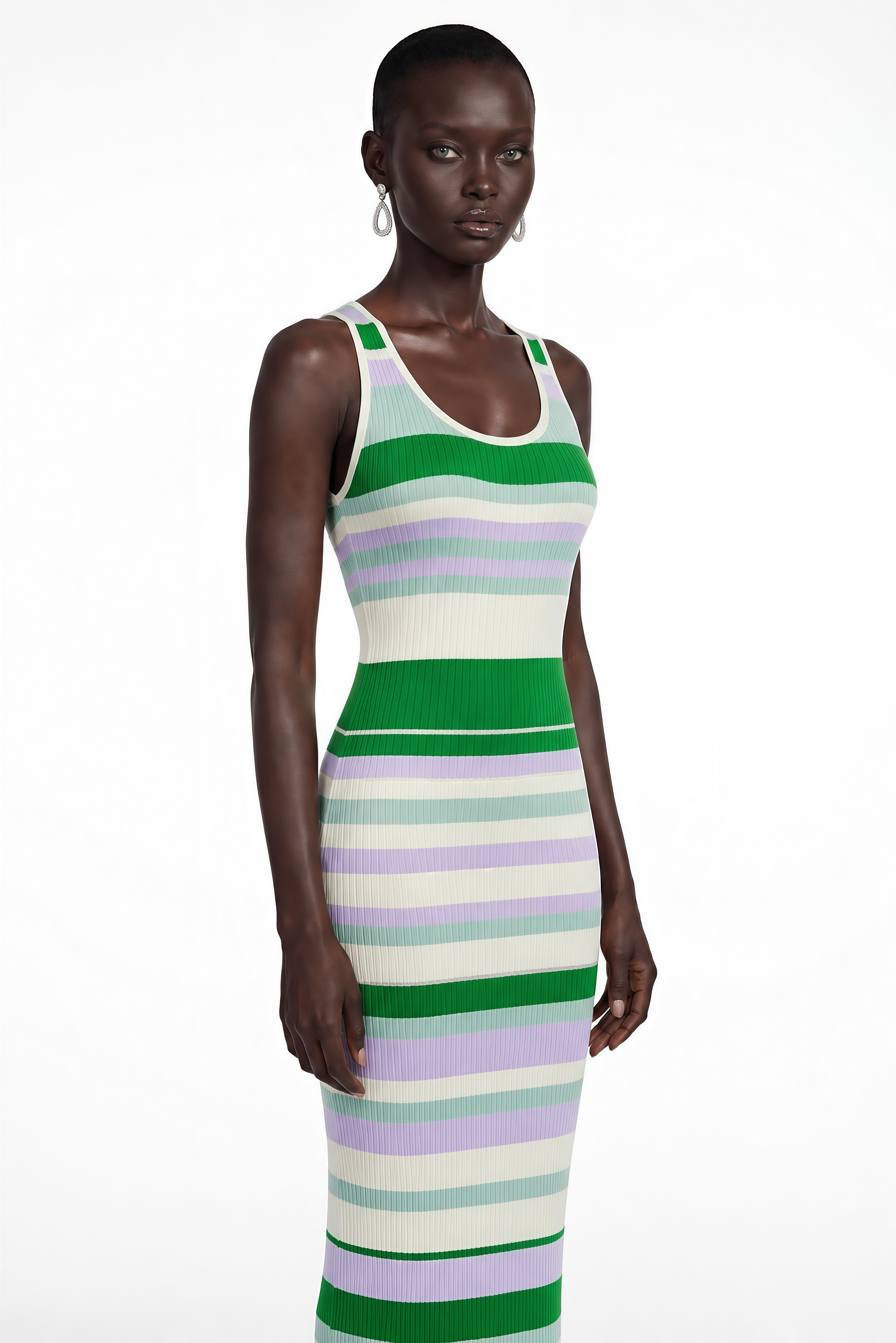 Robe longue à rayures horizontales et col rond Tanya Green