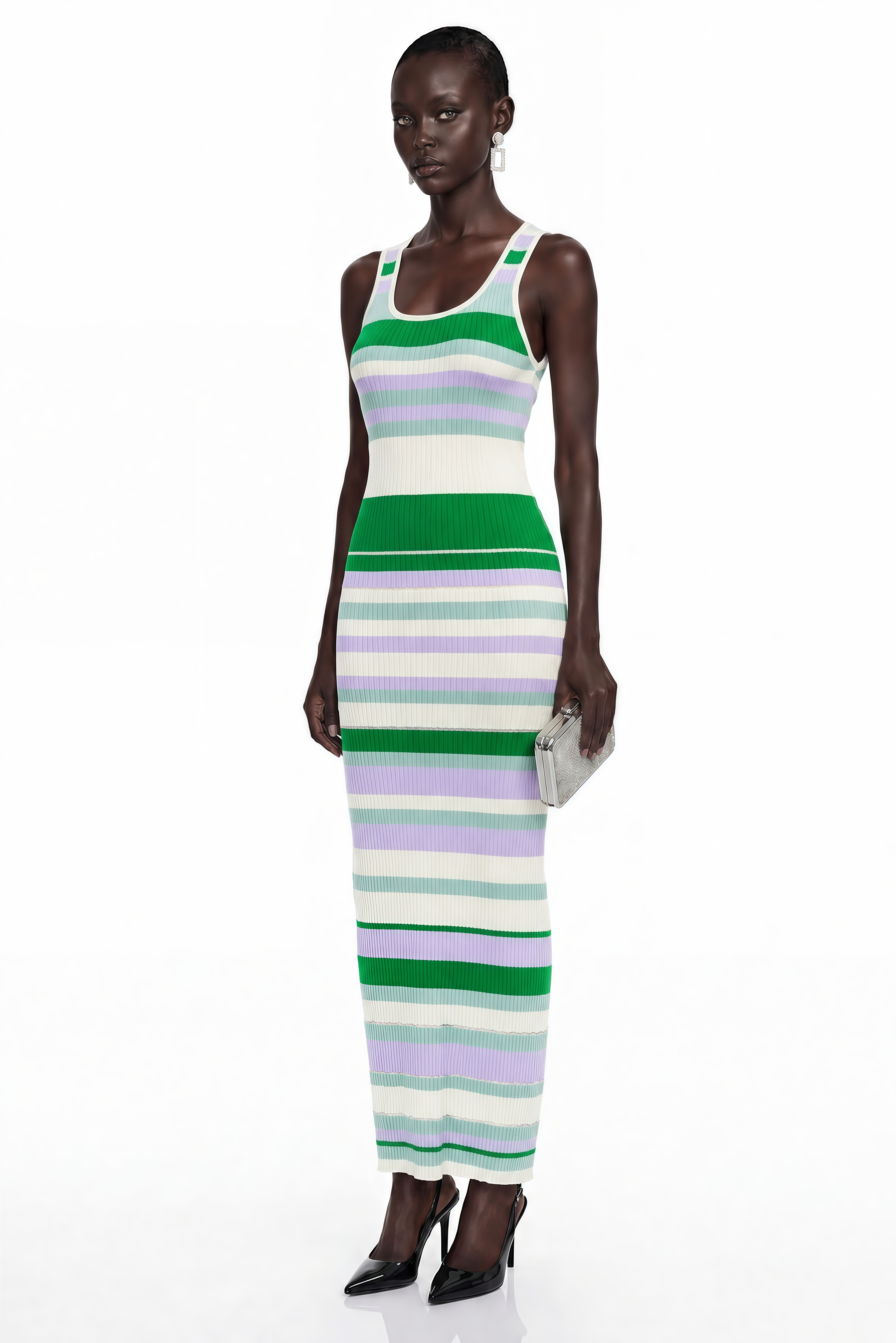 Robe longue à rayures horizontales et col rond Tanya Green