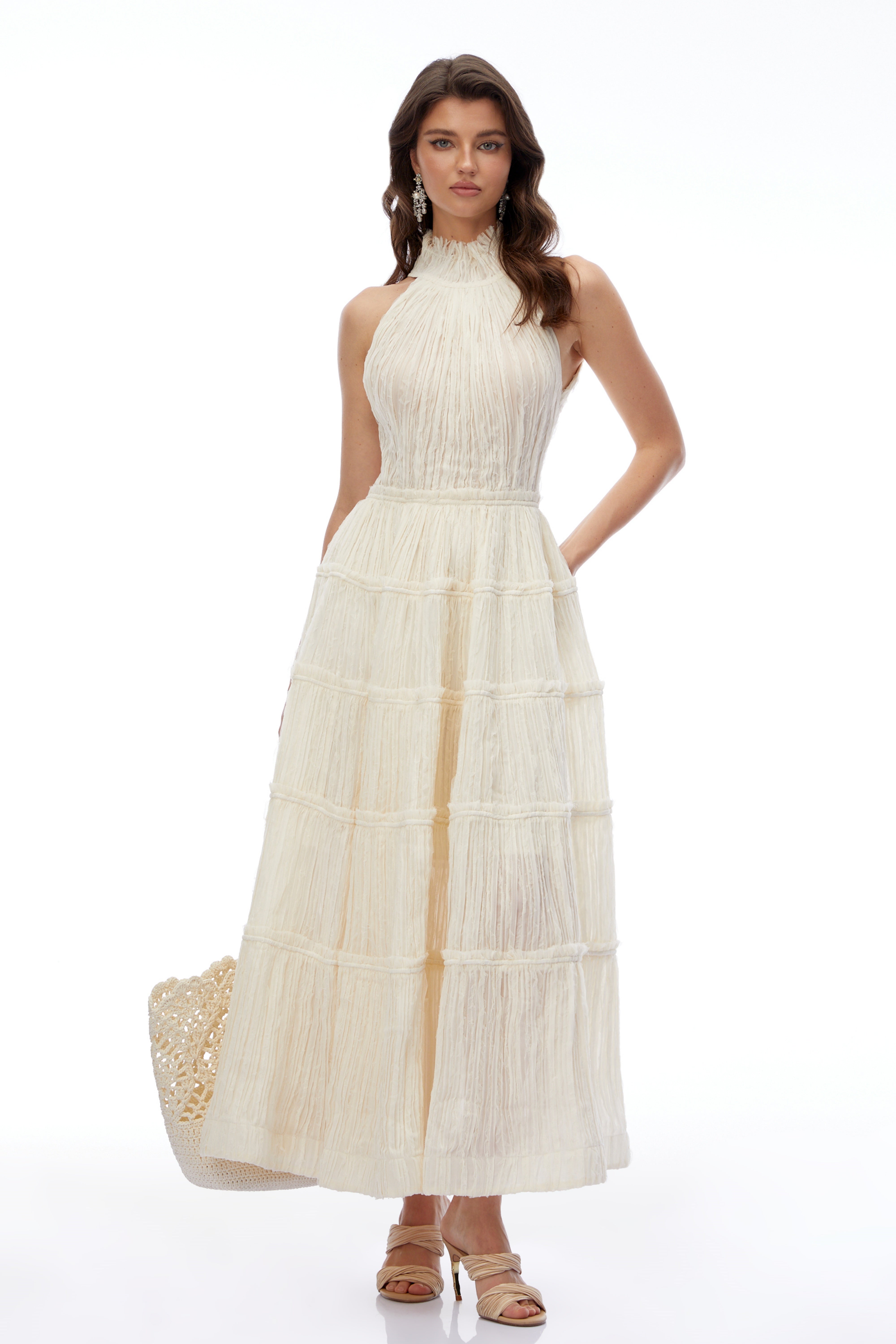 Robe longue à volants et dos nu Elizabeth White