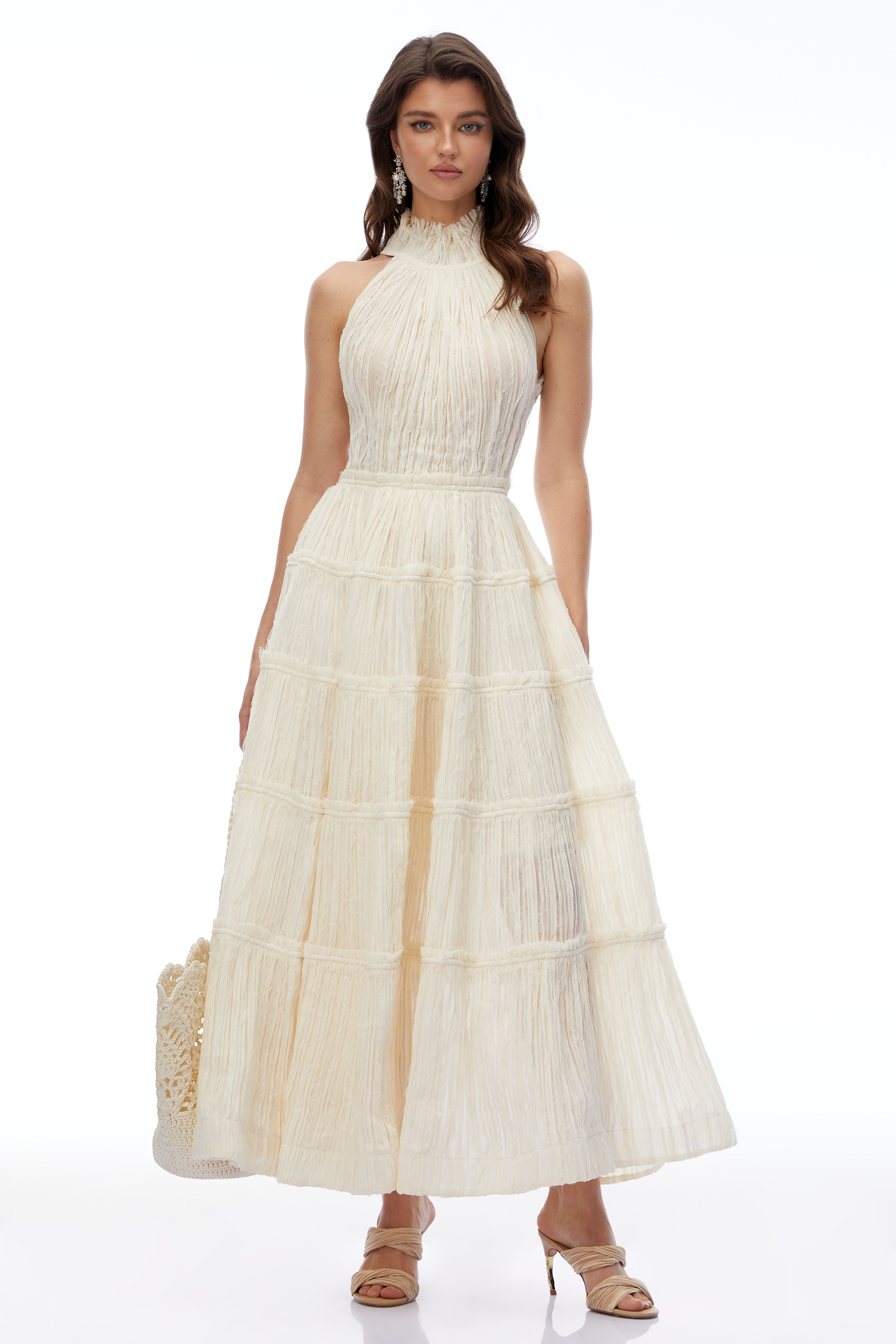 Robe longue à volants et dos nu Elizabeth White