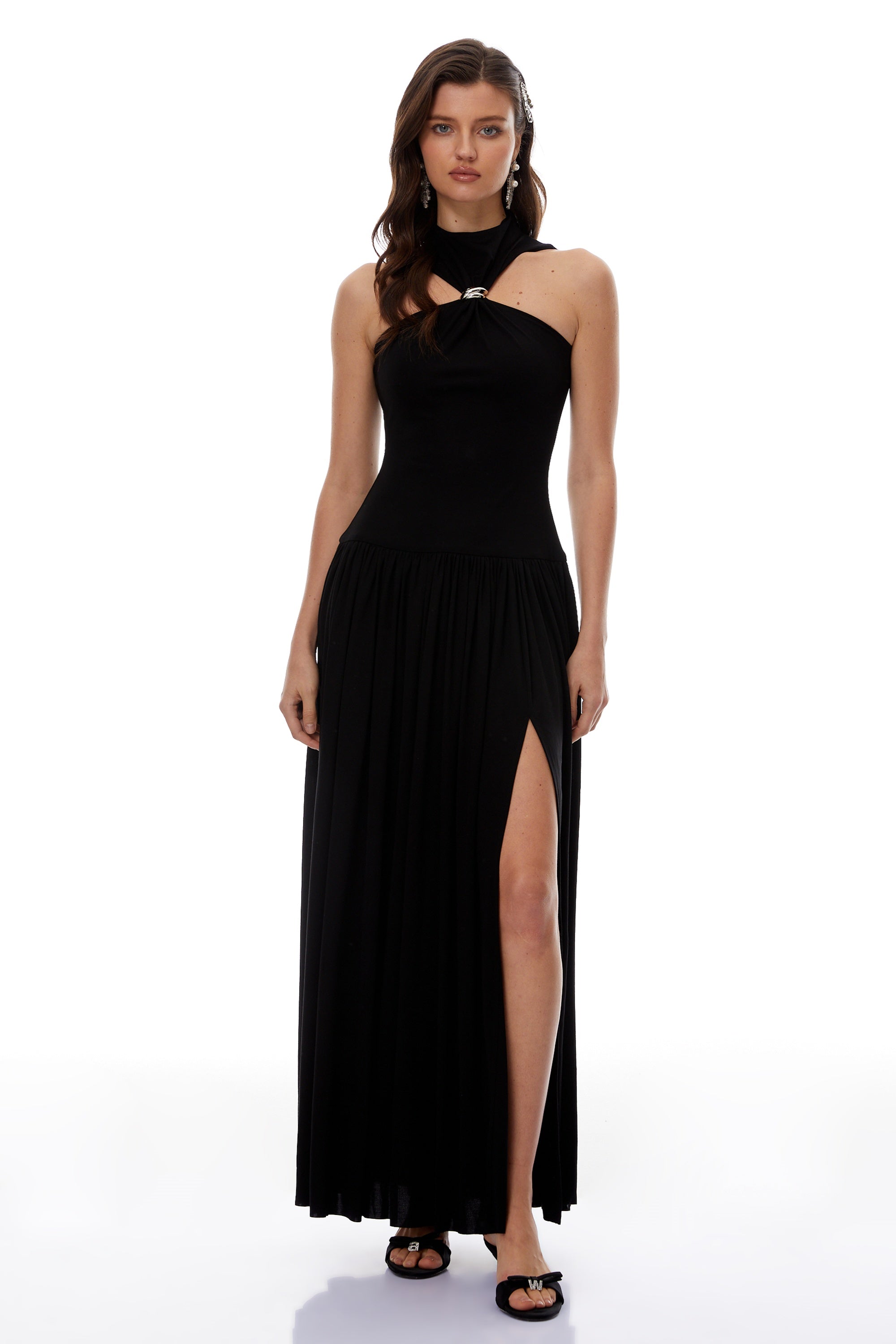 Tomás BlackBlack Halterneck Maxi Dress