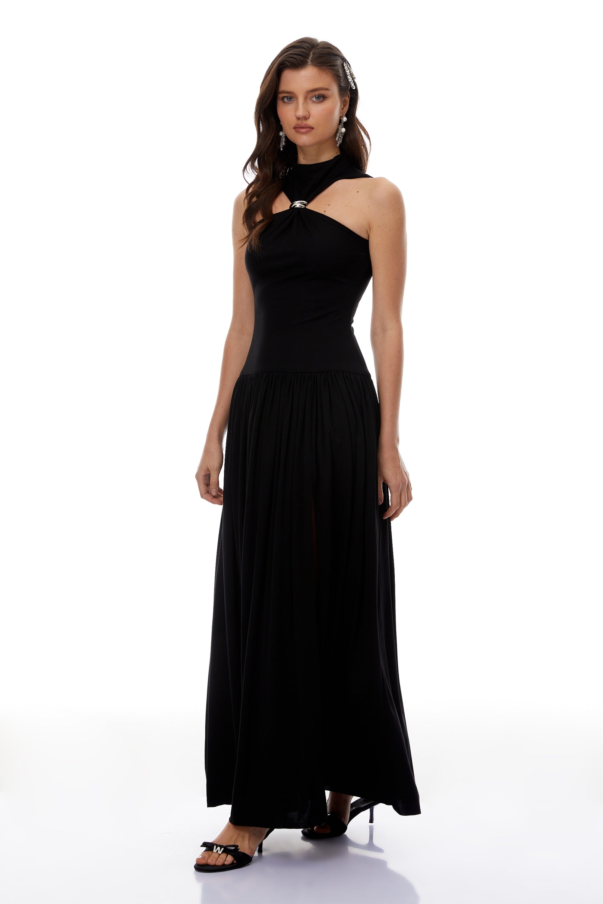 Tomás BlackBlack Halterneck Maxi Dress