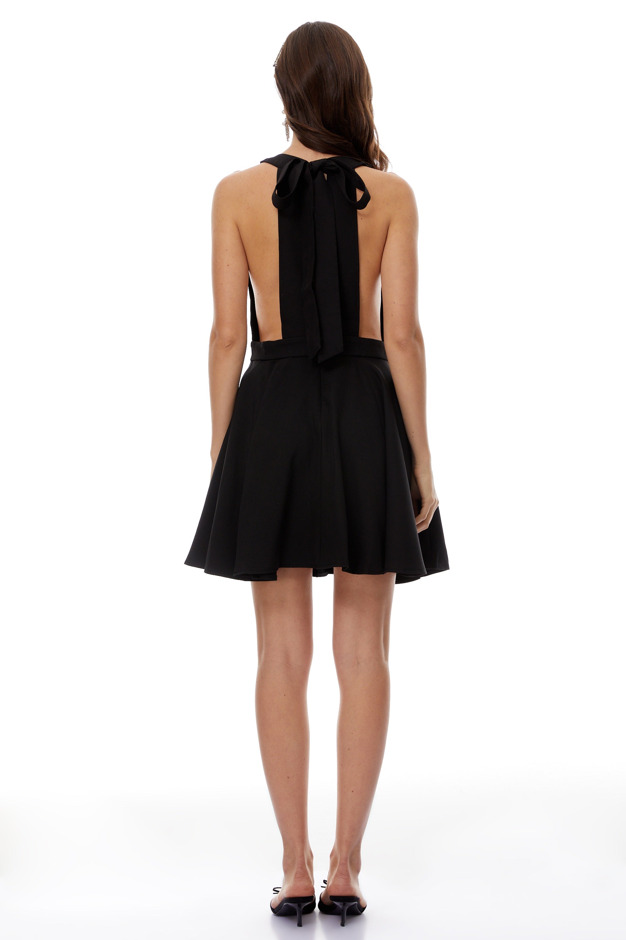 Tova Black Open Back Mini Dress