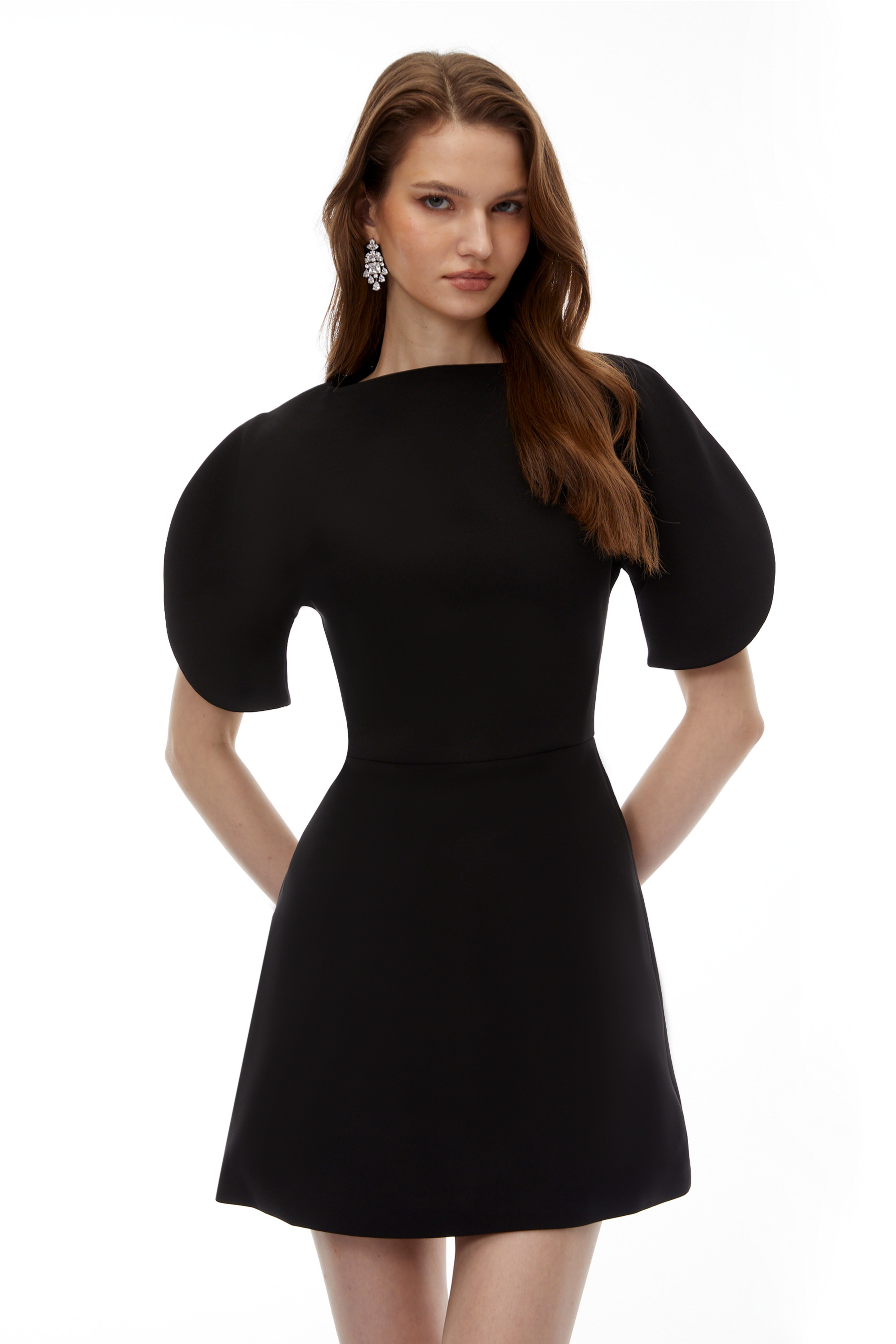 Uliana Black Puff Sleeve Mini Dress