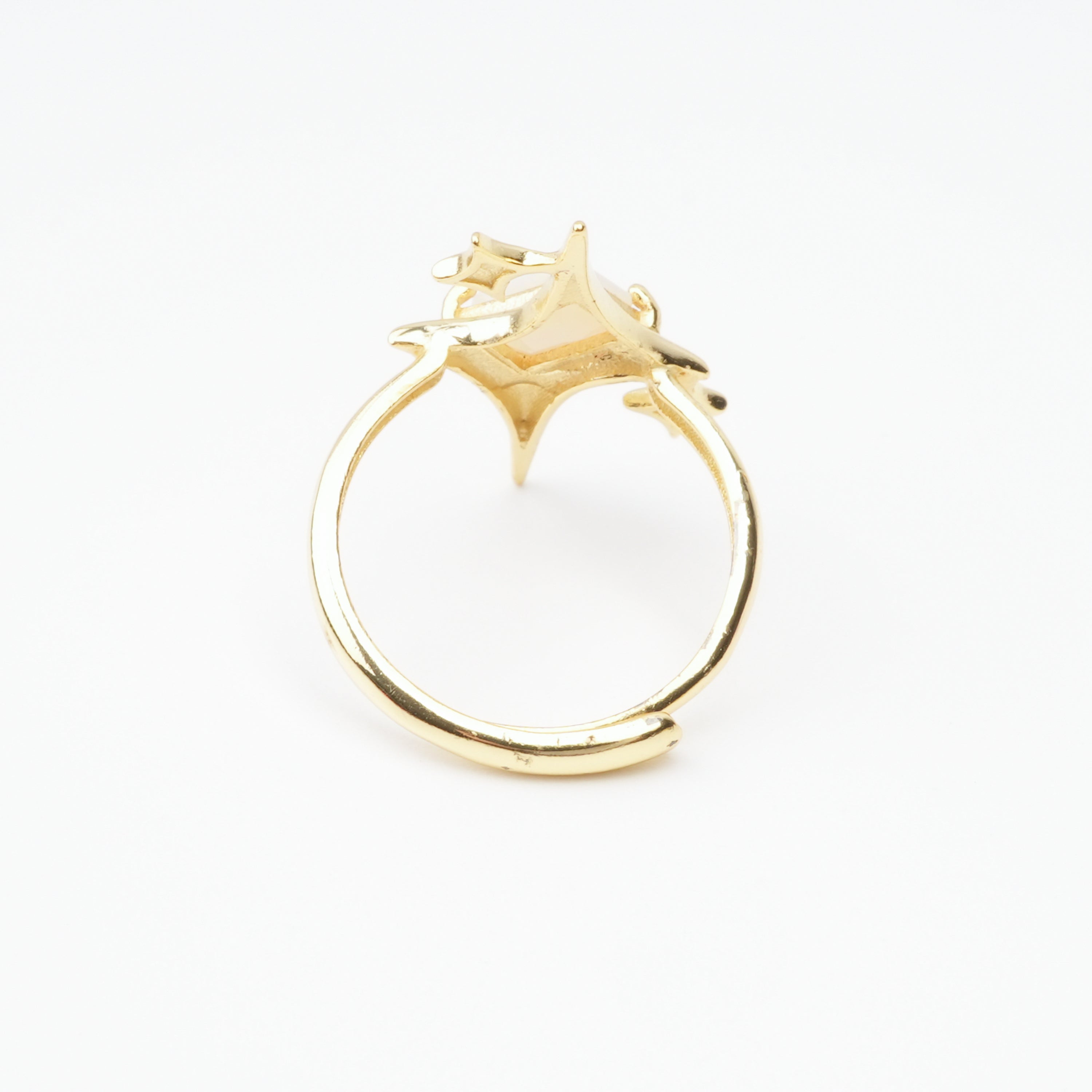 Valentina White Gemstone Star Sparkle Gold Tone Sterling Silver Ring