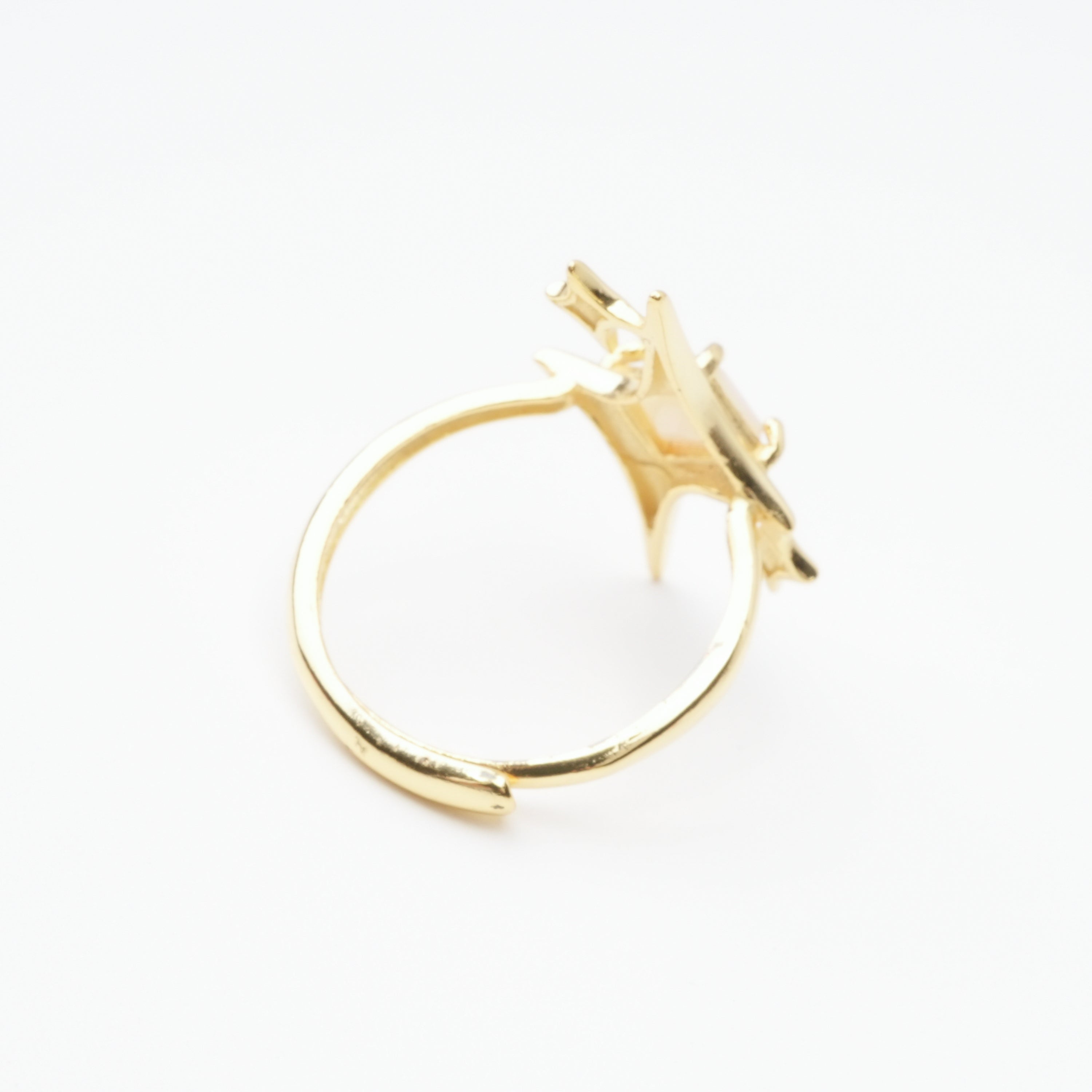 Valentina White Gemstone Star Sparkle Gold Tone Sterling Silver Ring