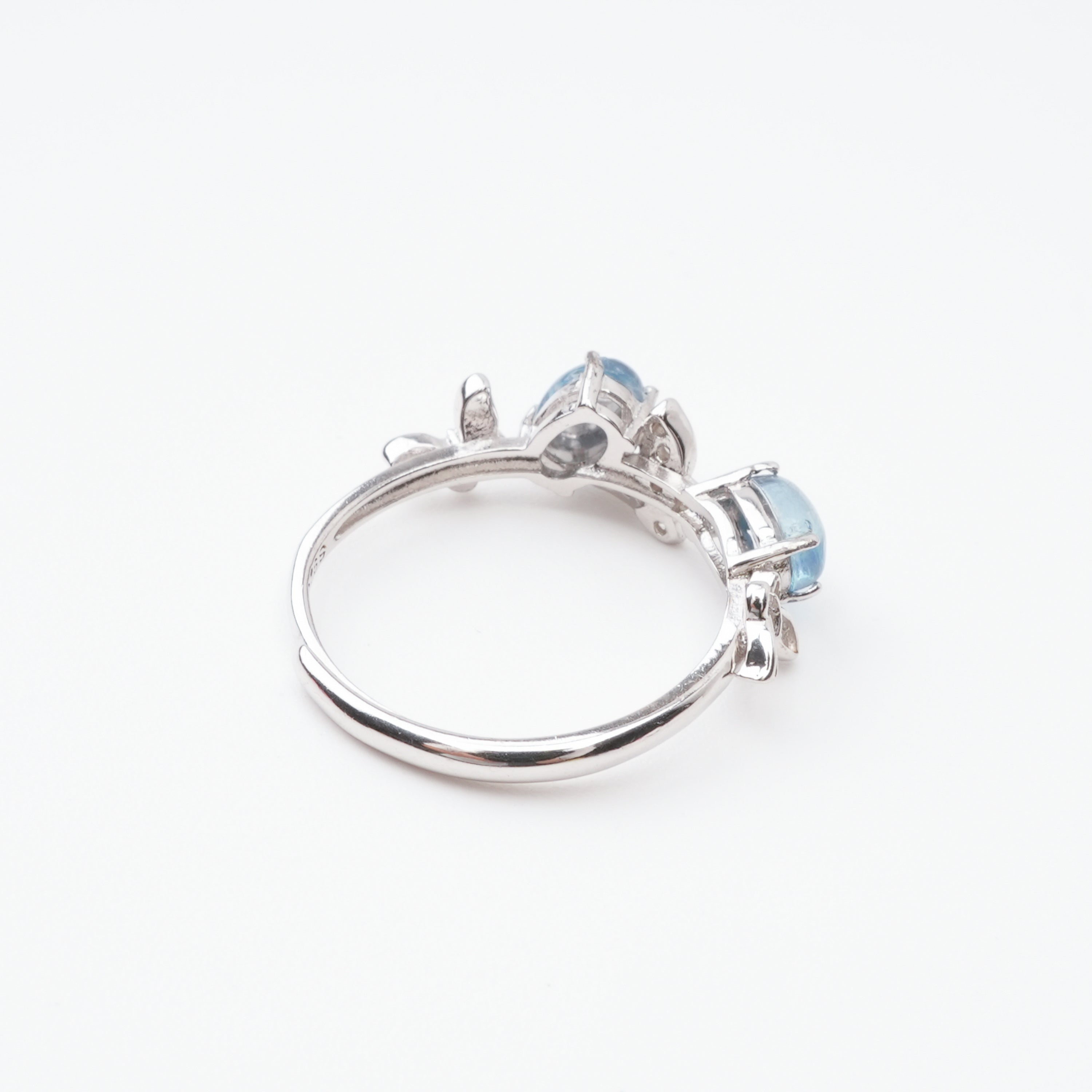 Vivienne Blue Aquamarine Cabochon Cut Cluster Sterling Silver Ring