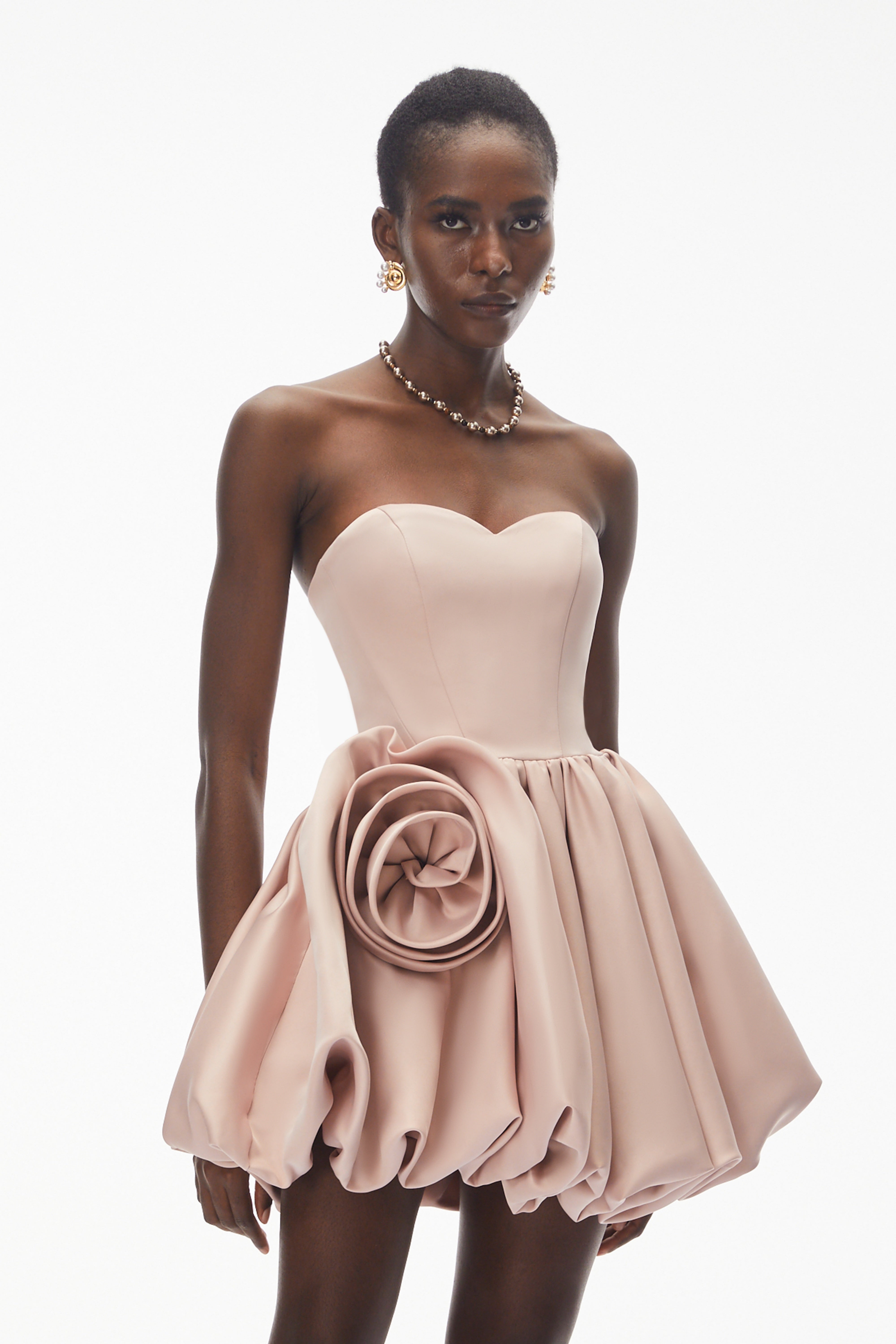 Willow Pink Off Shoulder Mini Dress with 3D Petals
