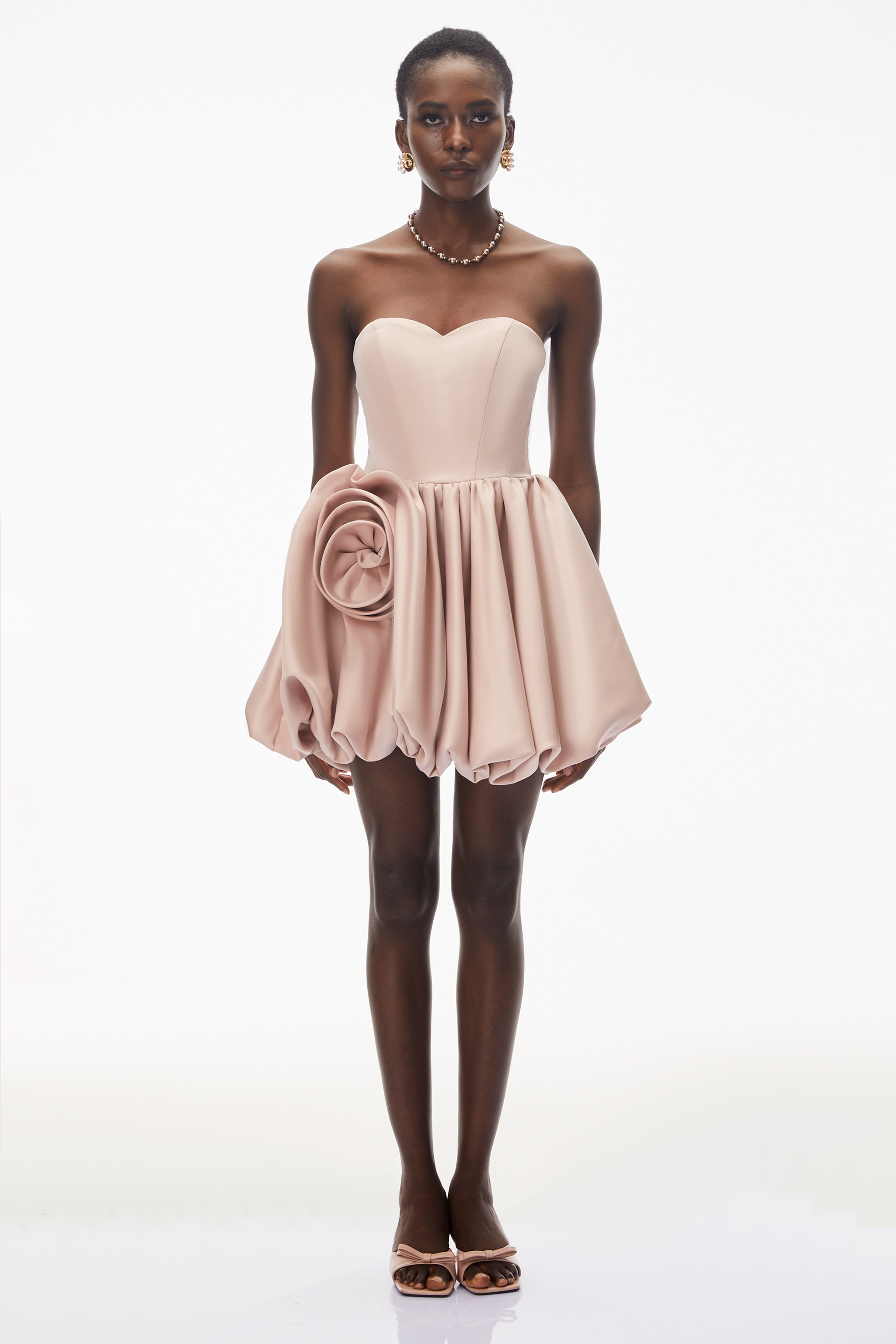 Willow Pink Off Shoulder Mini Dress with 3D Petals