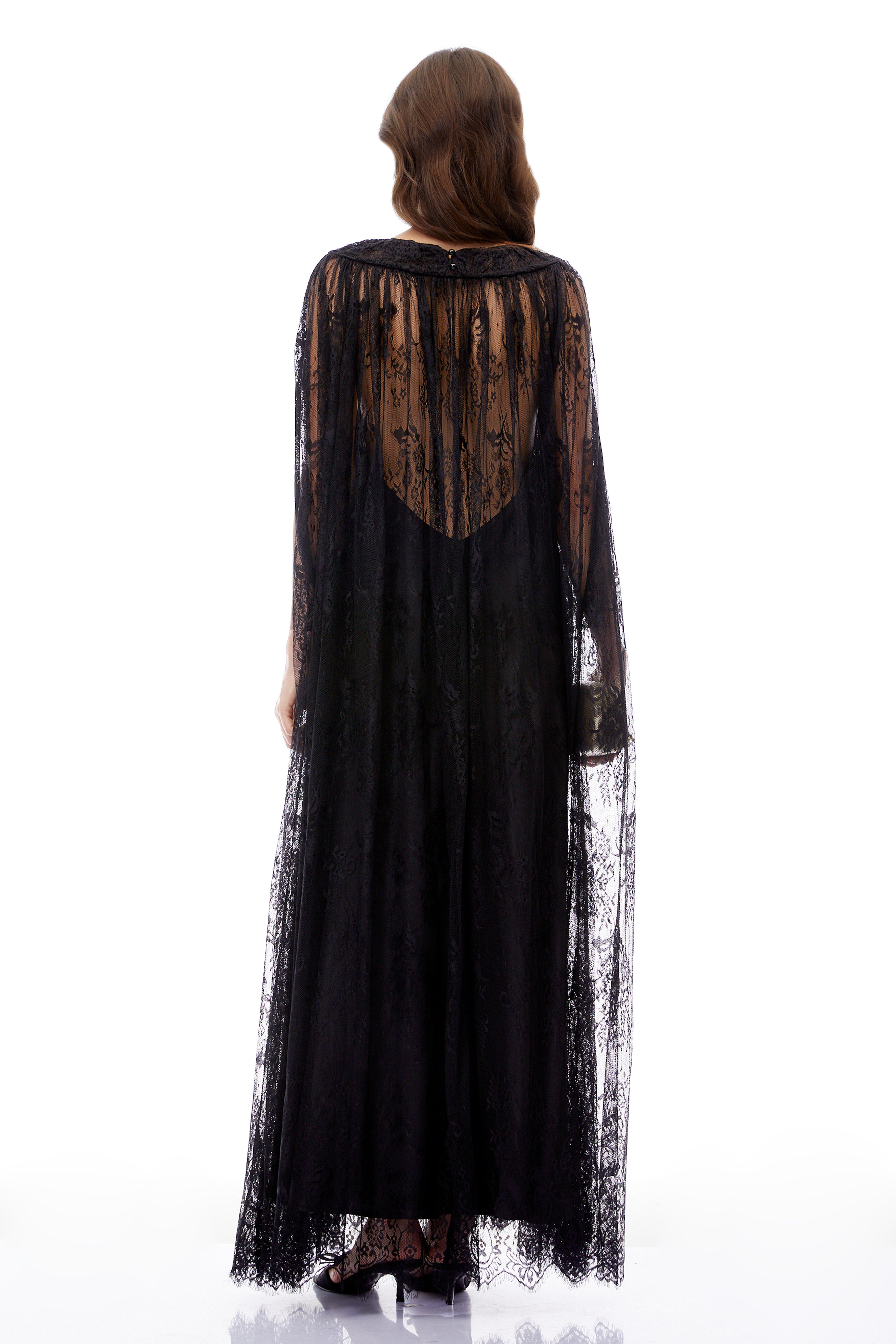 Wren Black Semi-Sheer Lace Maxi Dress