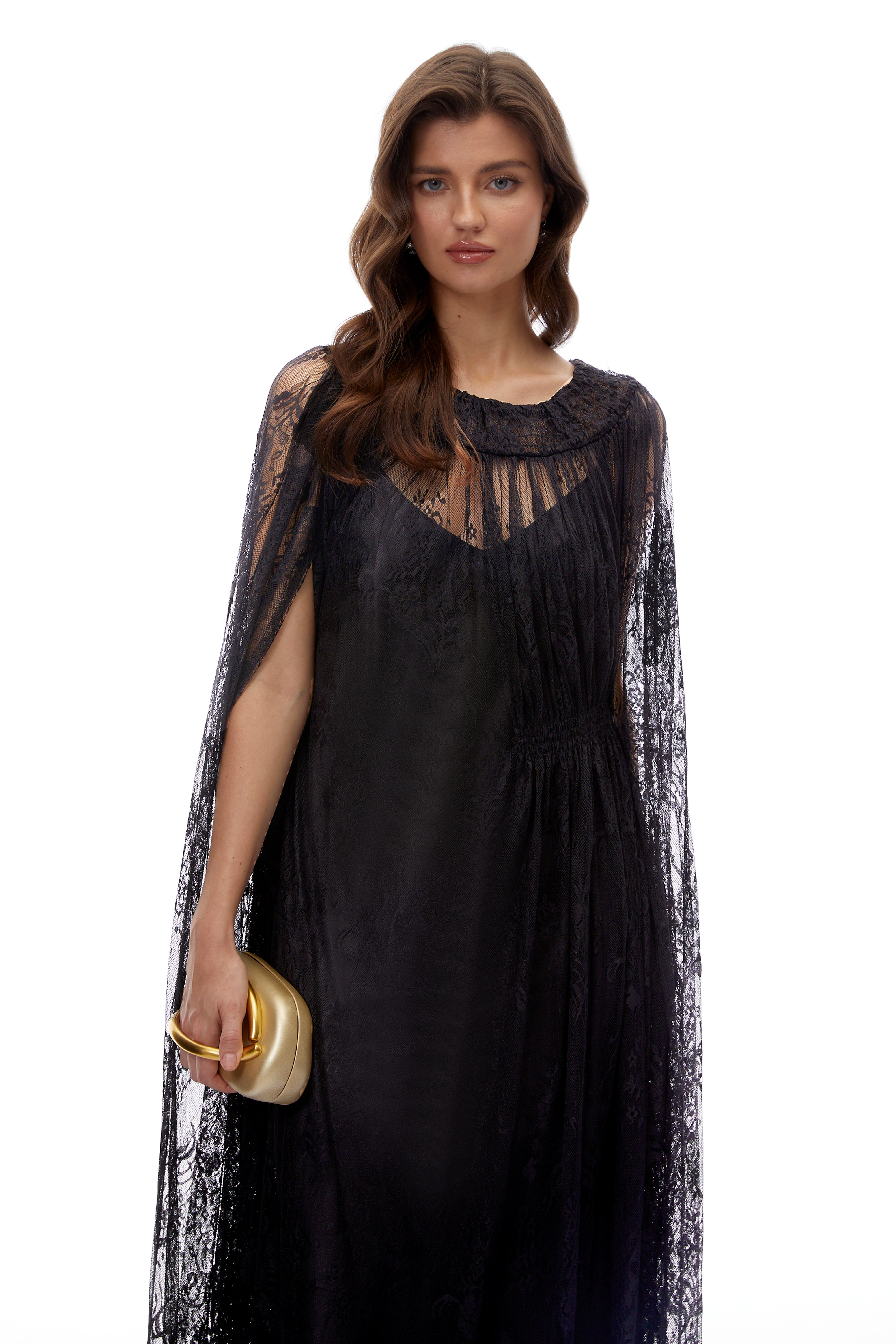 Wren Black Semi-Sheer Lace Maxi Dress