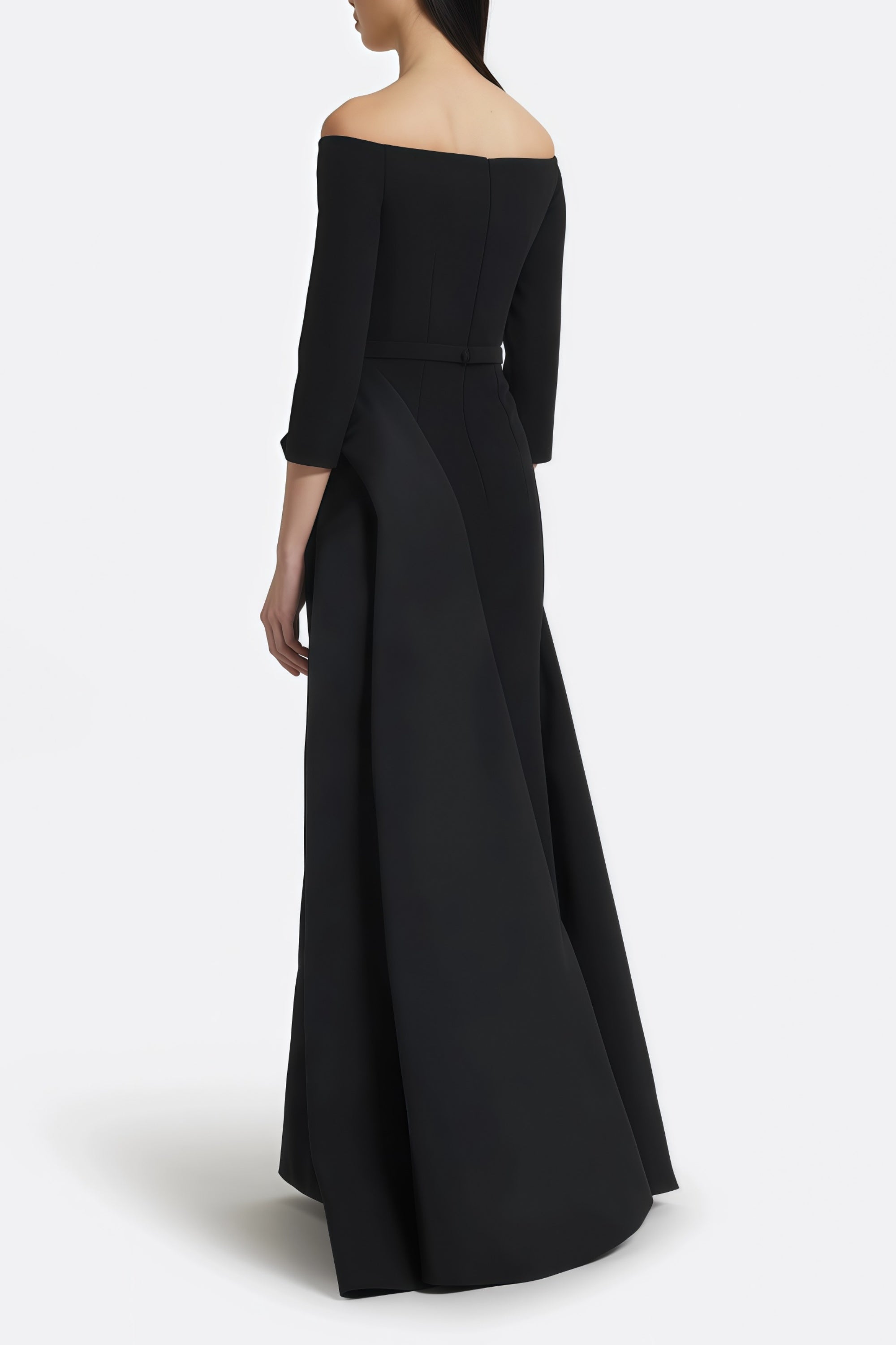 Yoliswa Black Off-Shoulder Maxi Dress with High Thigh Slit