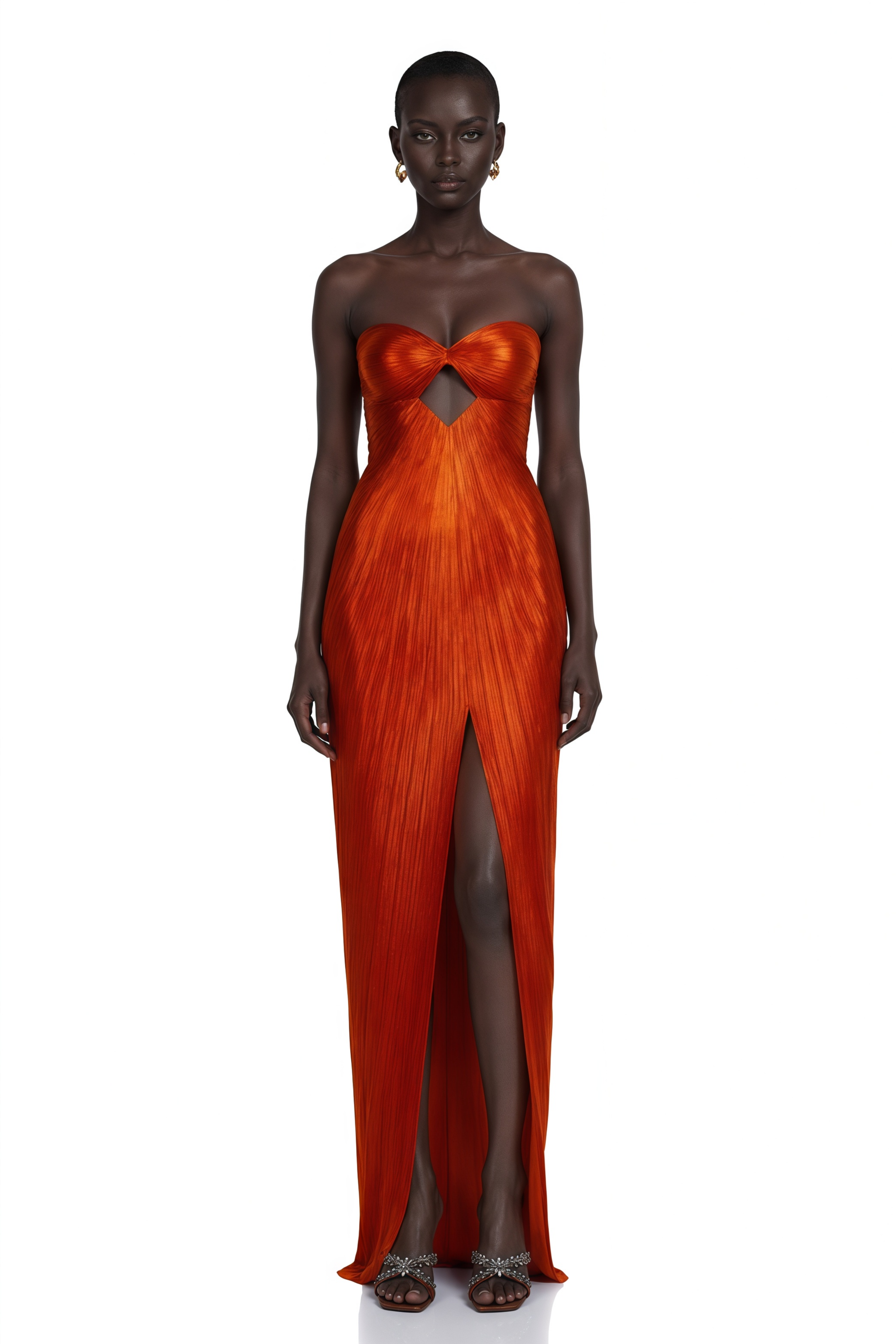 Zadie Red Ruched Maxi Dress with Twist Front