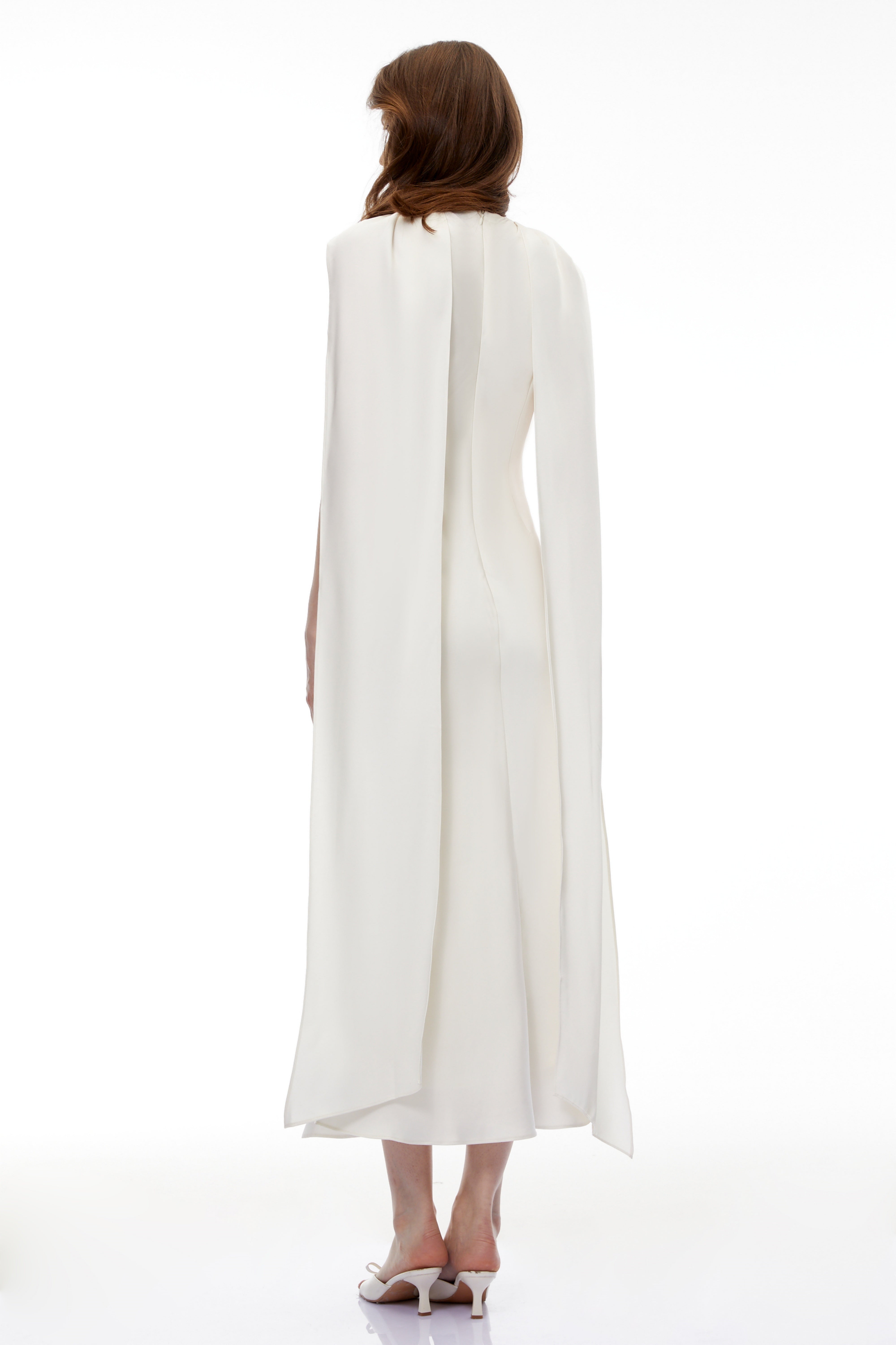 Zarrin Cream White Foldover Midi Dress