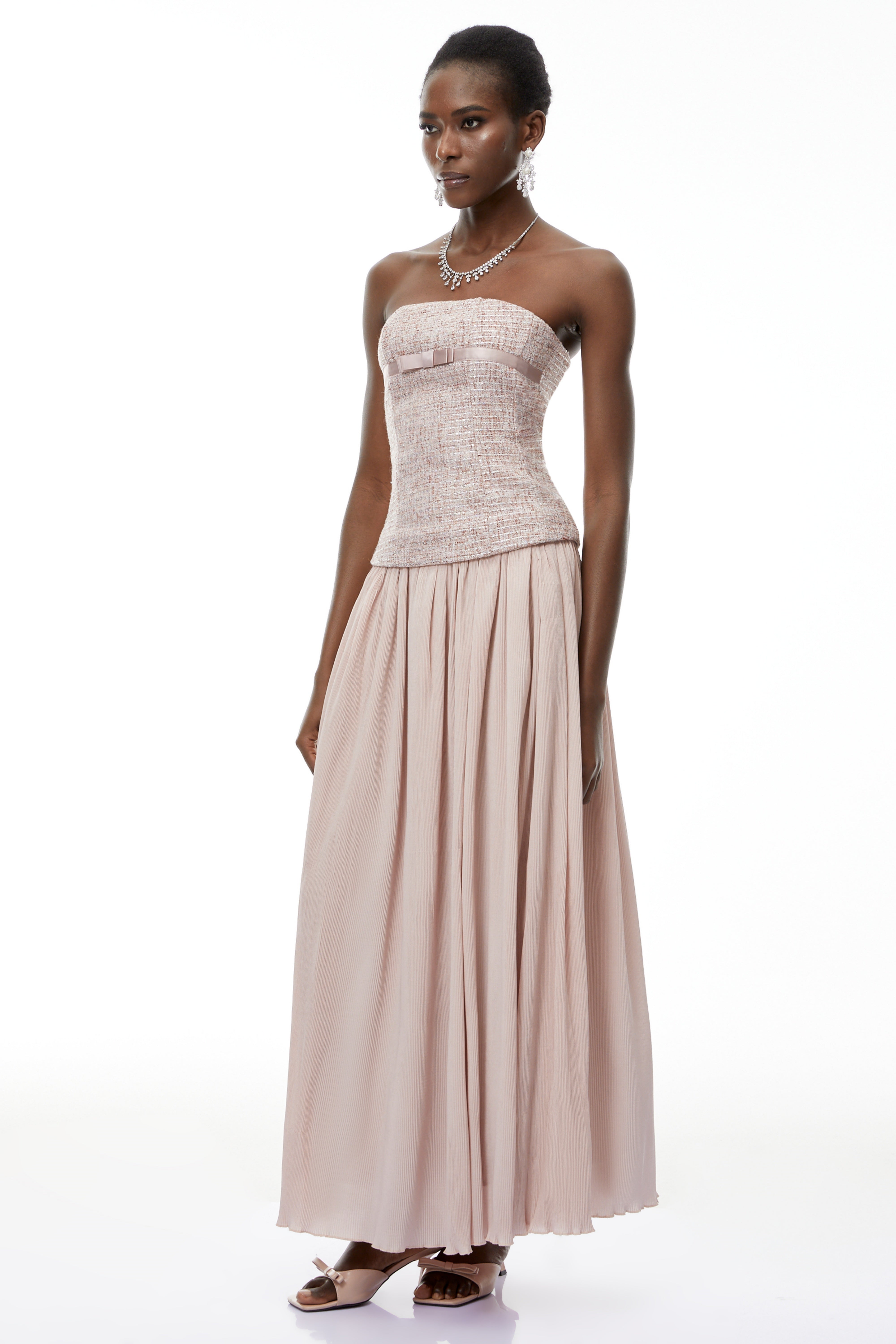 Zephyrine Pink Off Shoulder Ruched Maxi Dress