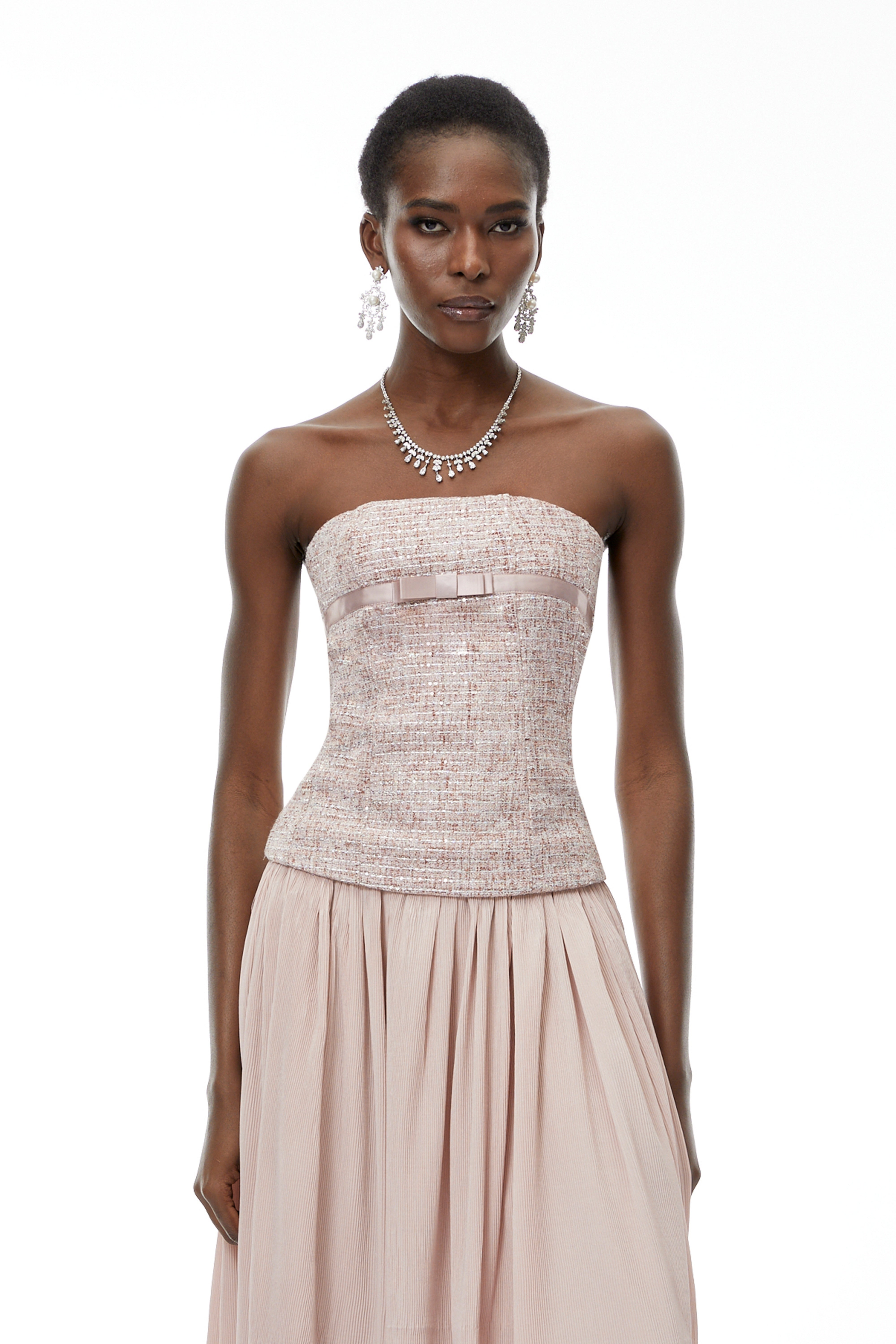 Zephyrine Pink Off Shoulder Ruched Maxi Dress