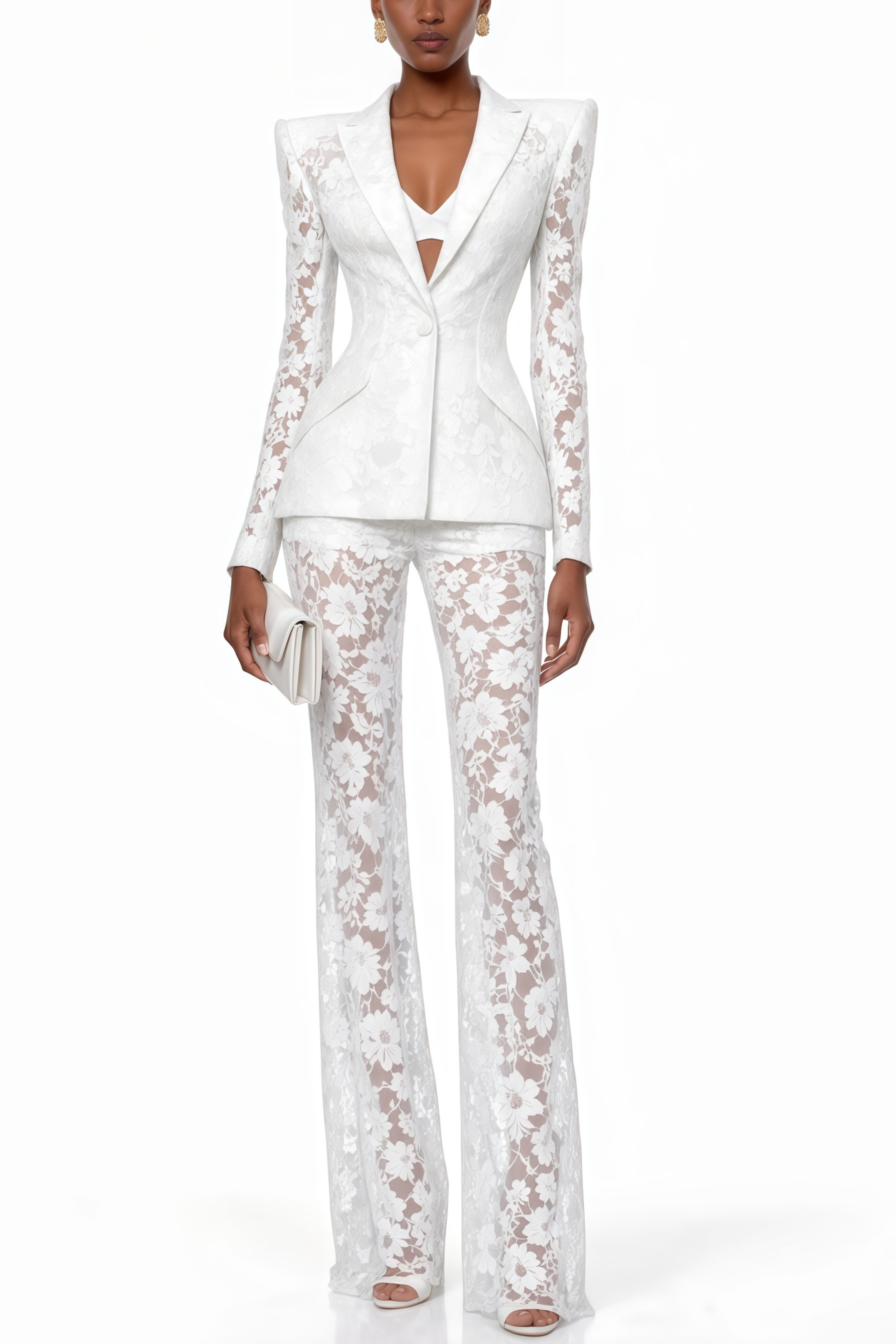 Zoé Transparenter Spitzenblazer & Hose Passendes Set