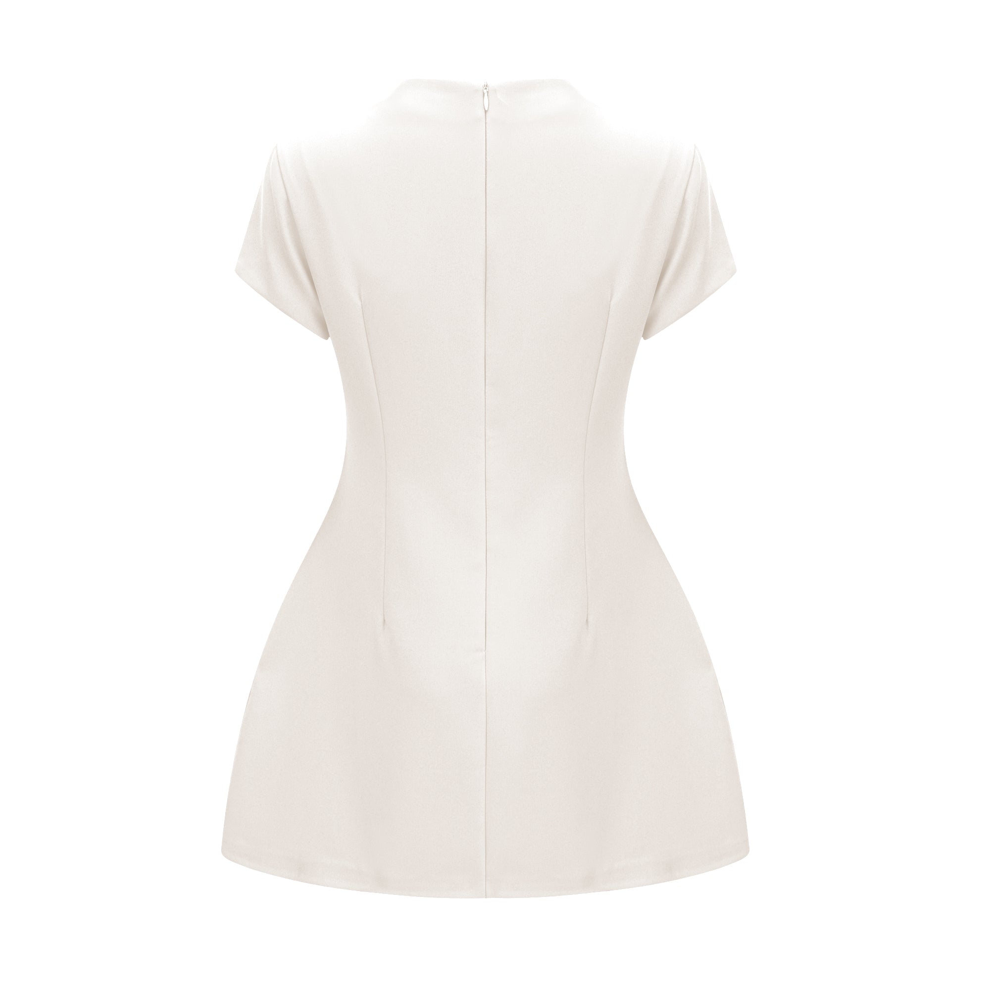 فستان قصير بأكمام قصيرة باللون الأحمر من إستير 