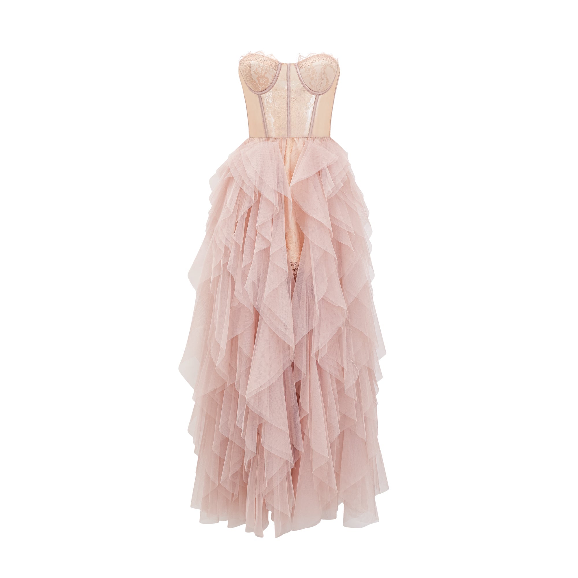 Eilís Pink Bustier Mesh Maxi Dress (Final Sale-US Only)