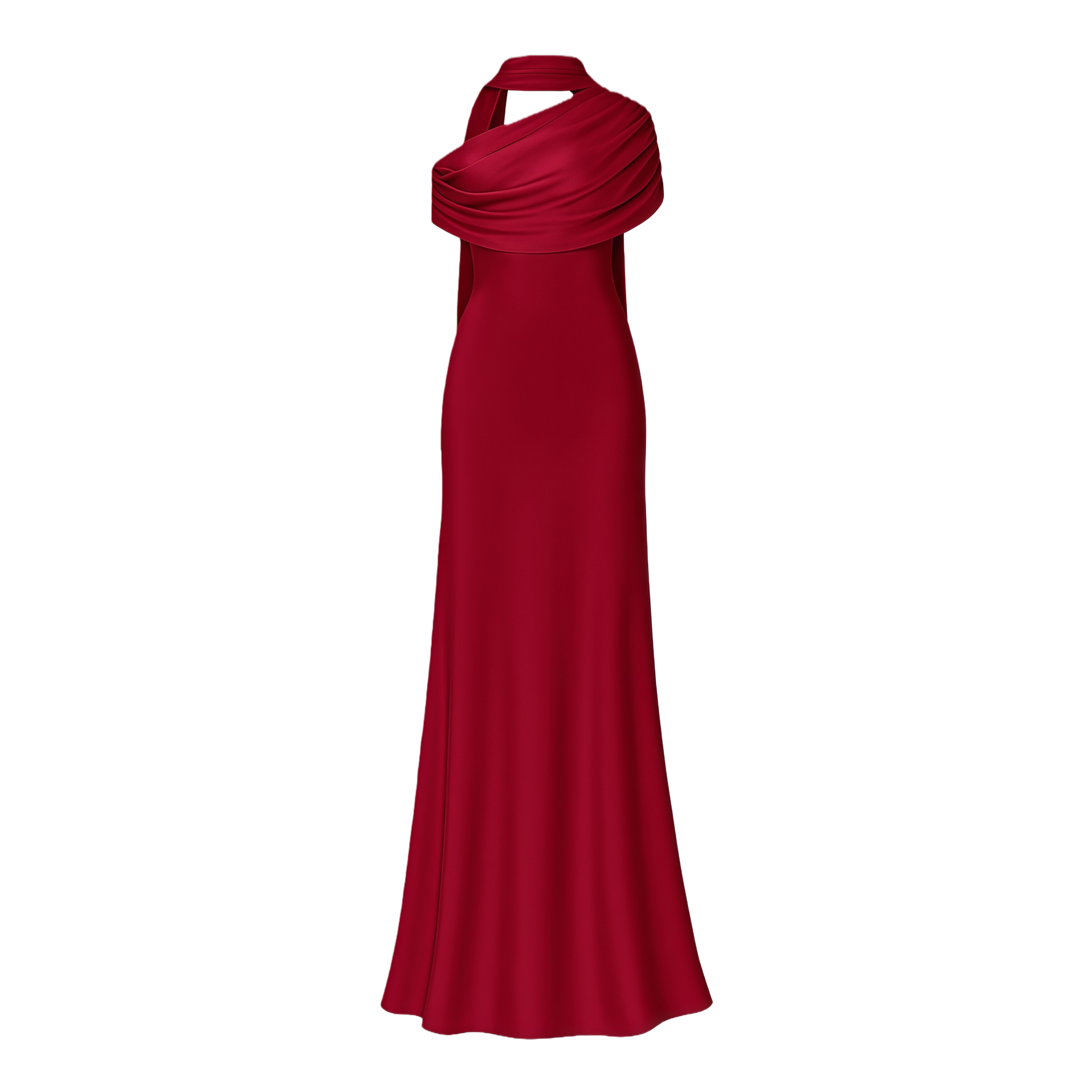 Benedetta Rotes One-Shoulder-Maxikleid aus Satin
