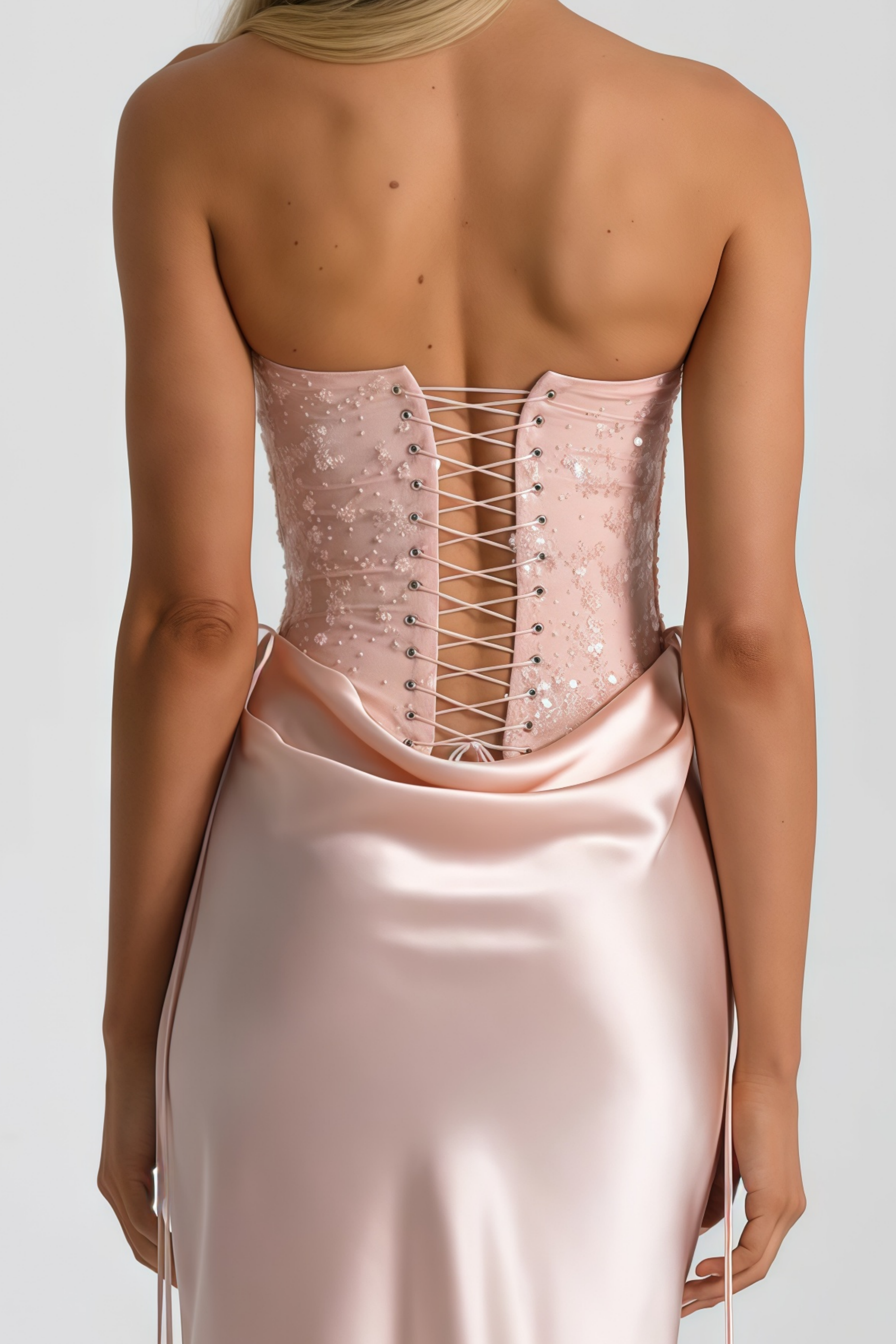 Teodora Pink verziertes Korsett &amp; Satinrock-Set