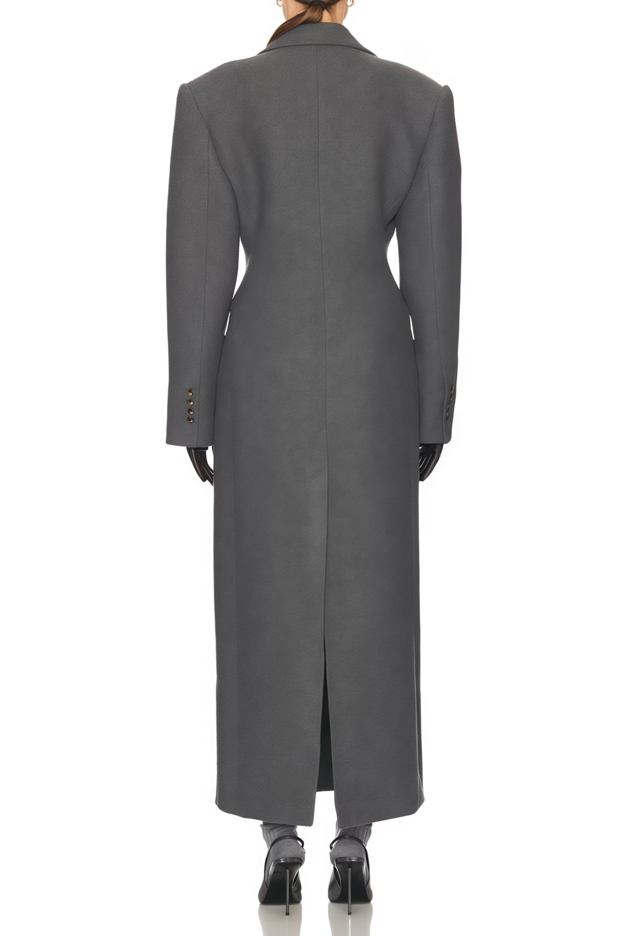 معطف لير رمادي من التويد بصف واحد من الأزرار