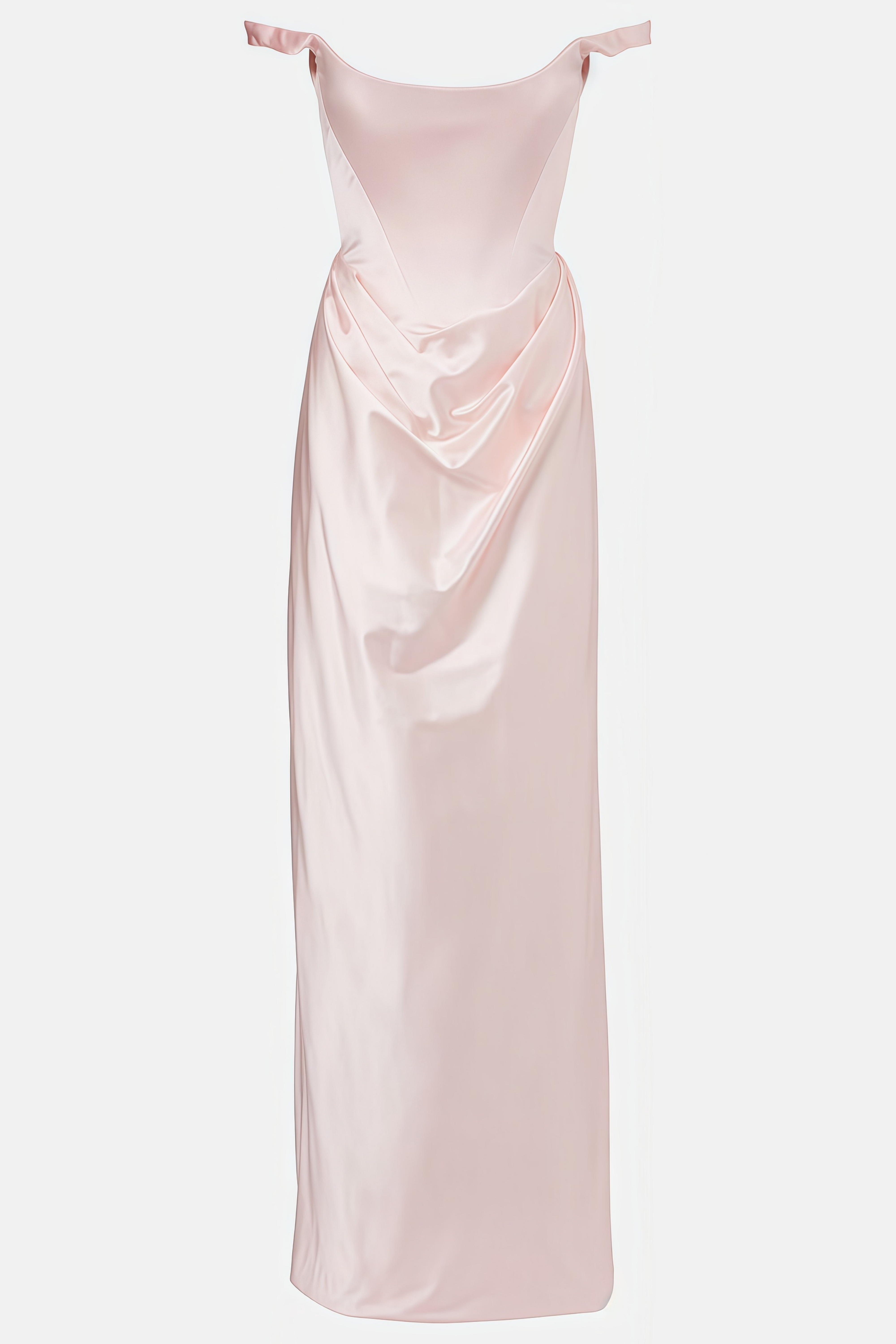 Fiona Pink Satin Maxikleid mit eckigem Ausschnitt