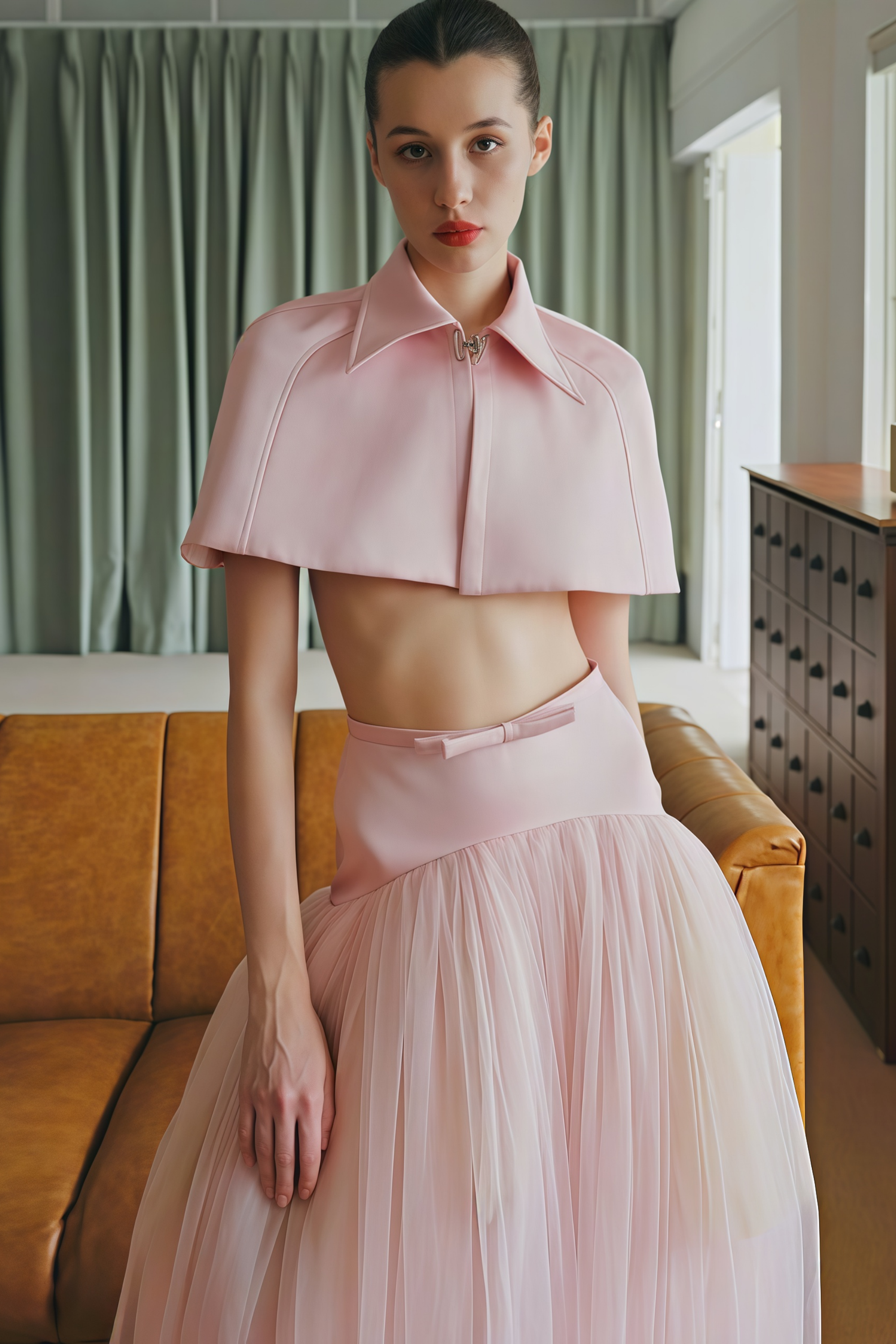 Clara Pink Cape Top & Tulle Skirt Set