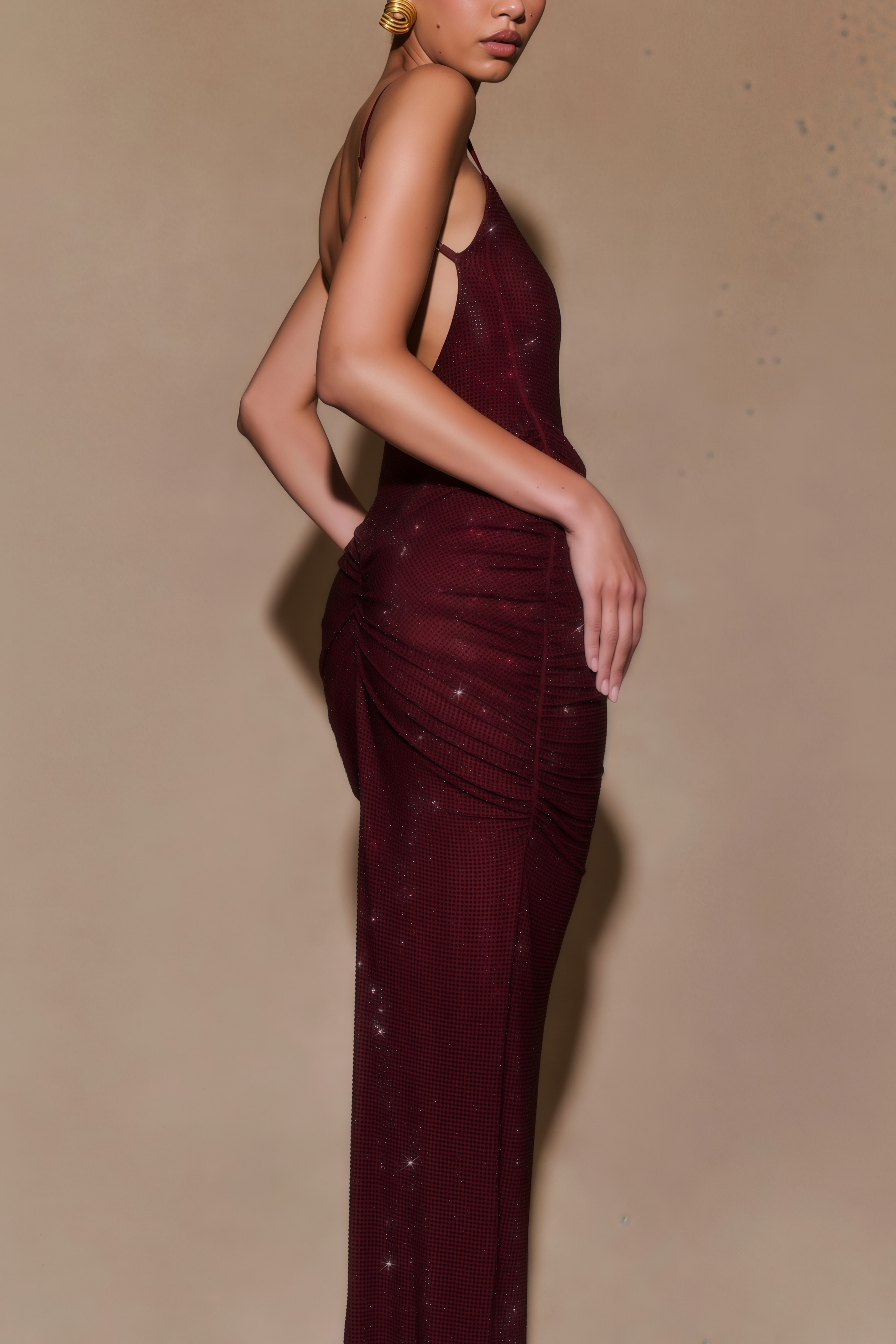 Sharon Rotes Maxikleid mit Strassverzierungen