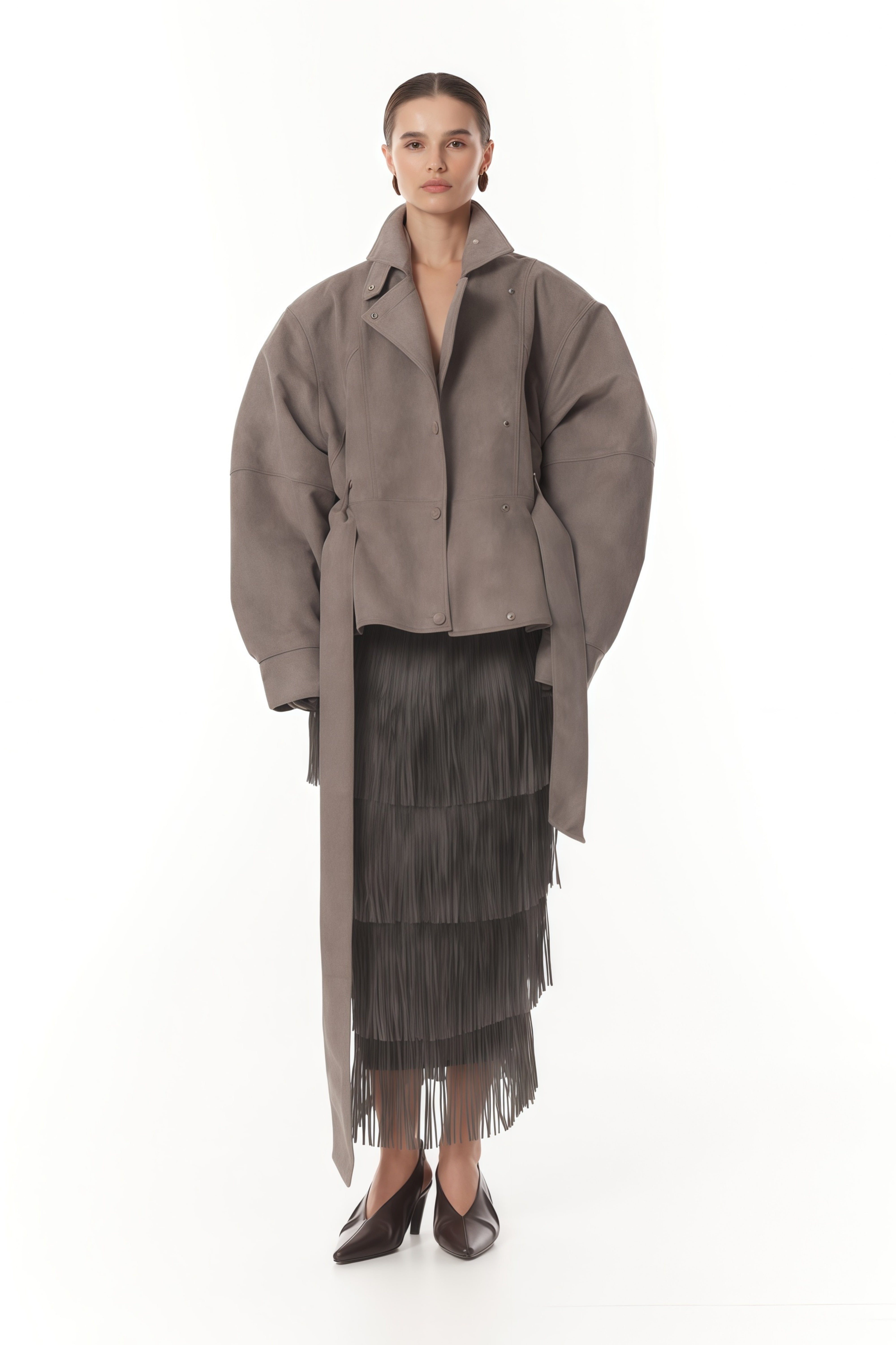 Aveline Wildleder-Bikerjacke mit Gürtel