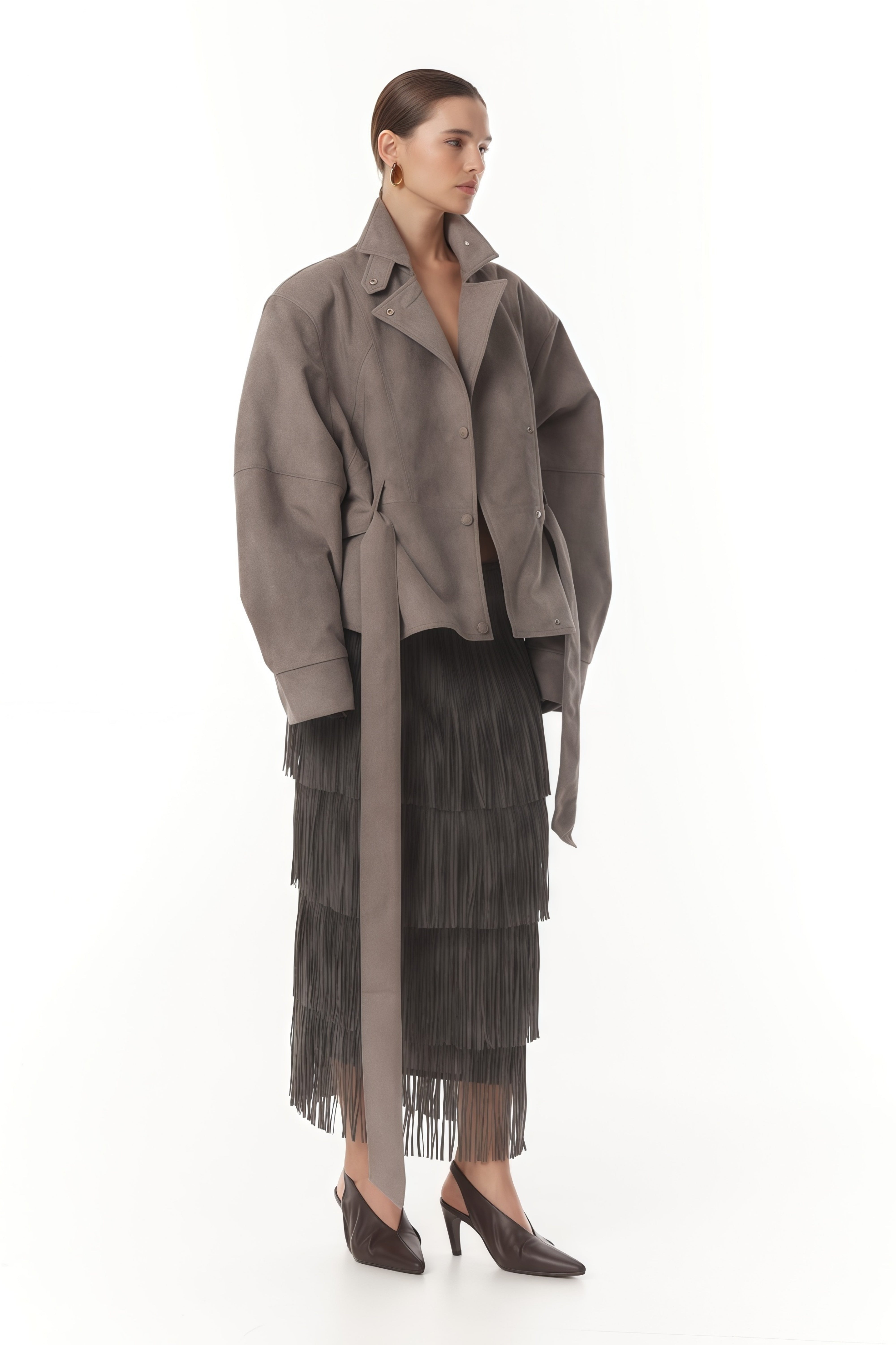 Aveline Wildleder-Bikerjacke mit Gürtel