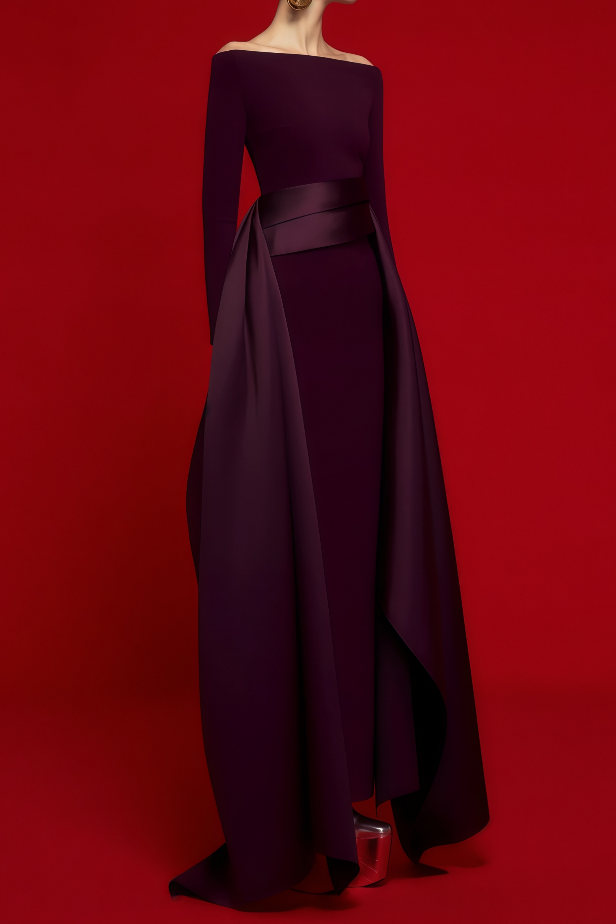 Ginevra Magentafarbenes Maxikleid mit drapiertem Stain Panel